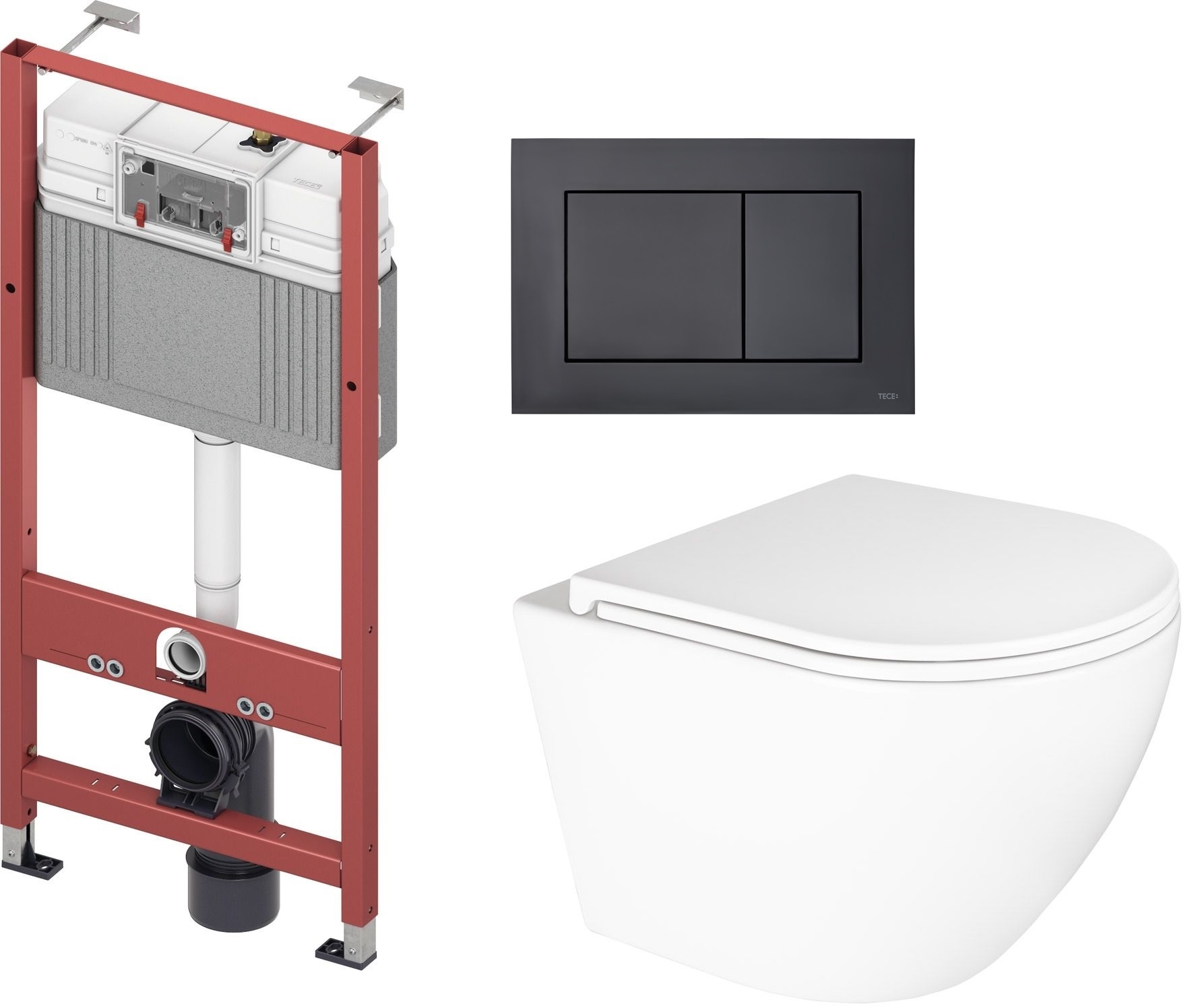 Sada podomítkový WC modul Tece Base 9400407, záchodová mísa Oltens Hamnes 42519000, 9240407, 45111000