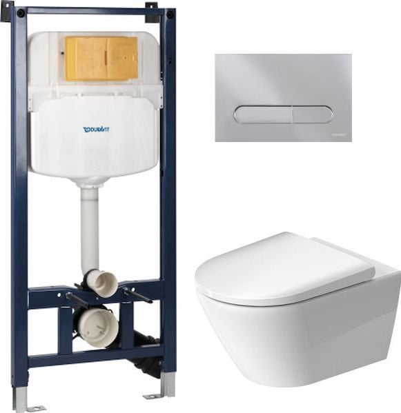 Sada WC mísa se sedátkem s pomalým sklápěním Duravit D-Neo 45770900A1, podomítkový WC modul Duravit DuraSystem WD1029000000, WD5009021000