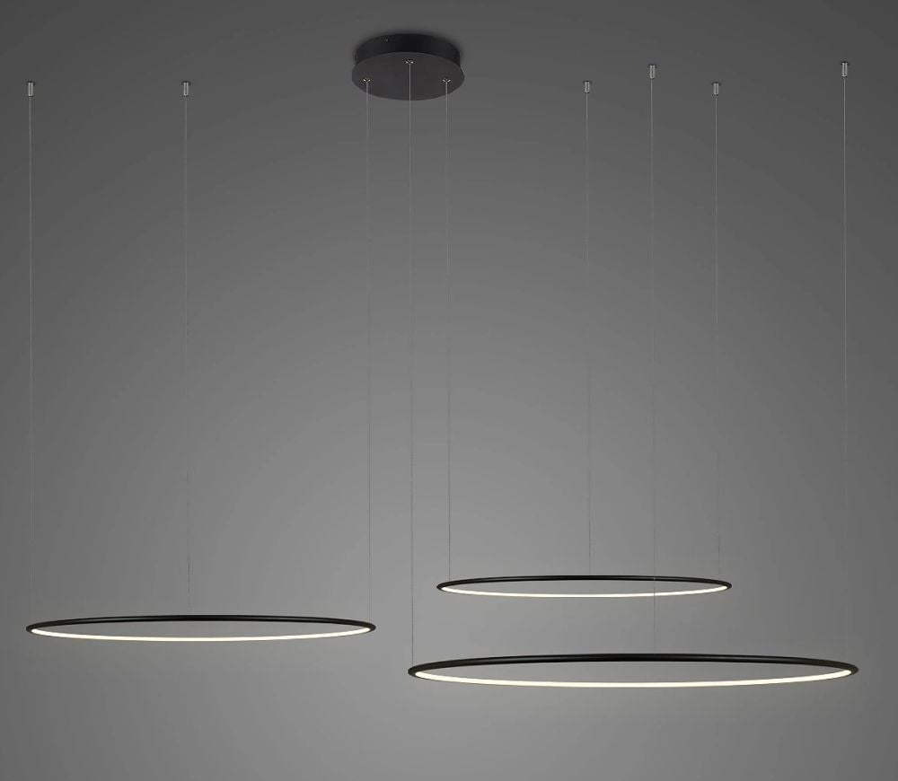 Altavola Design Ledowe Okręgi závěsné svítidlo 3x91 W černá LA075/CO3_100_in_3k_black