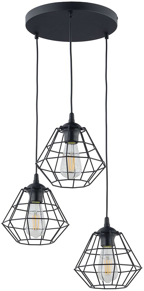 TK Lighting Diamond závěsné svítidlo 3x15 W černá 6204