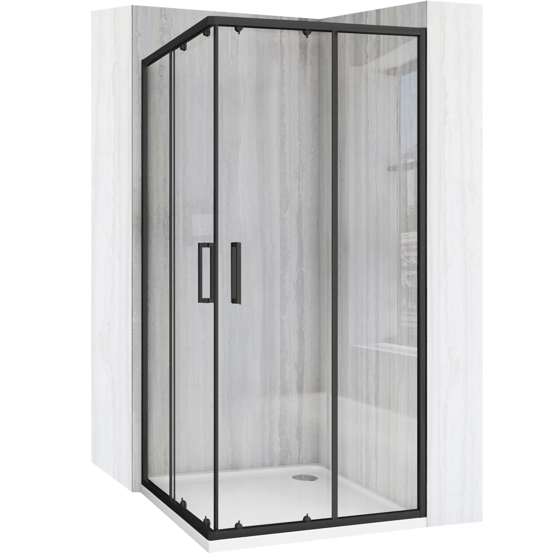 Rea City sprchový kout 77.5x97.5 cm obdélníkový černá matný/průhledné sklo REA-K6449