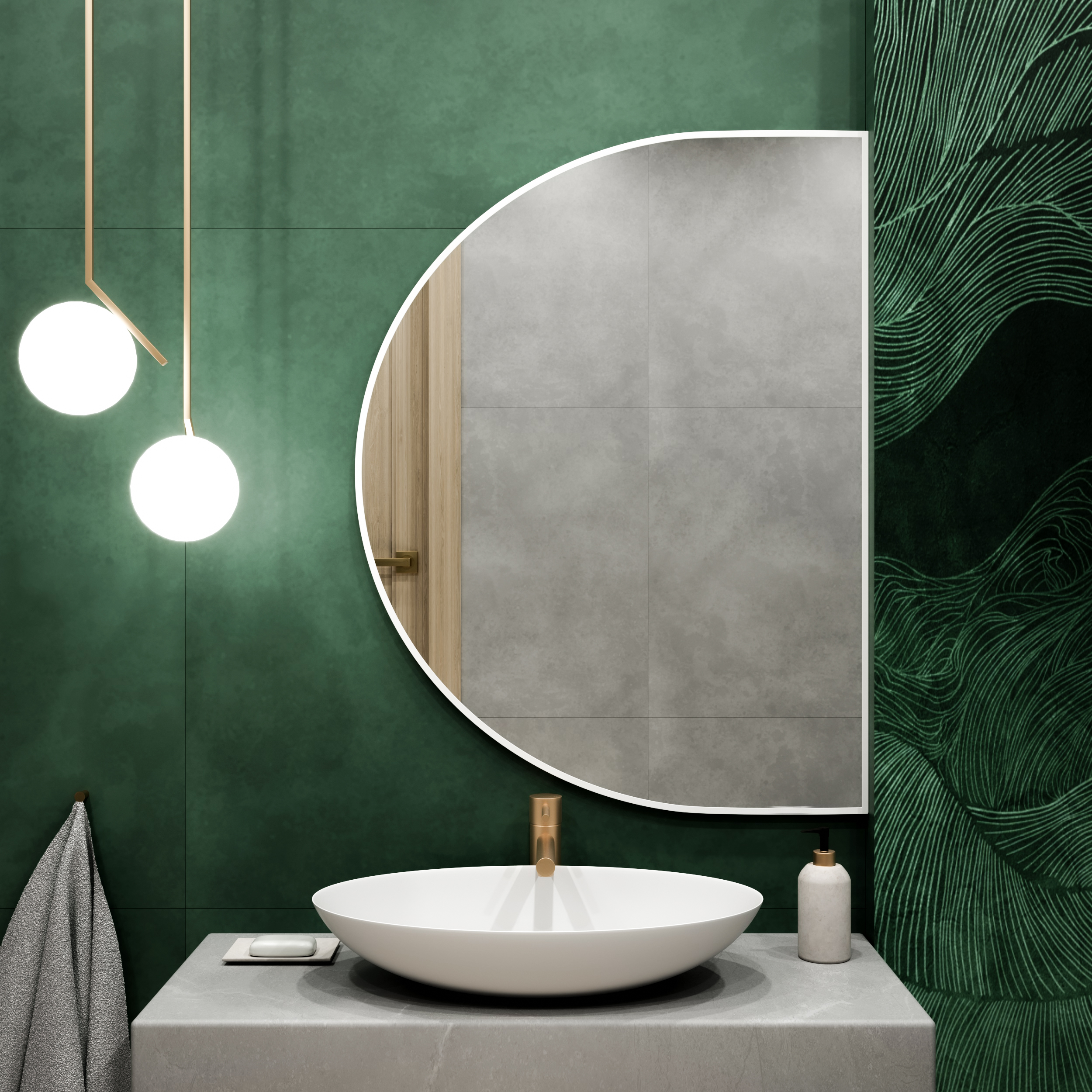 Baltica Design Tiny Border Semi Round zrcadlo 140x70 cm bílá 5904107923482