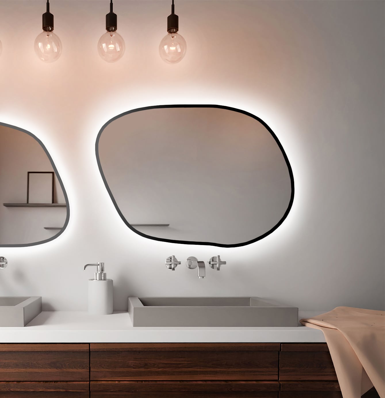 Baltica Design Bright Stain IV zrcadlo 100x71 cm s osvětlením černá 5904107921006