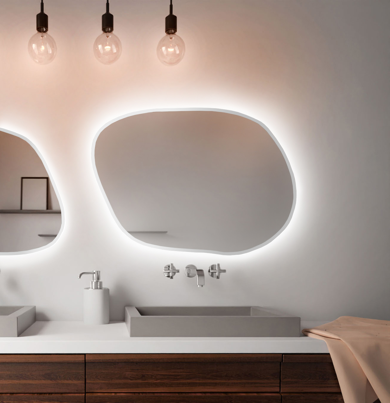 Baltica Design Bright Stain IV zrcadlo 90x64 cm s osvětlením bílá 5904107920795