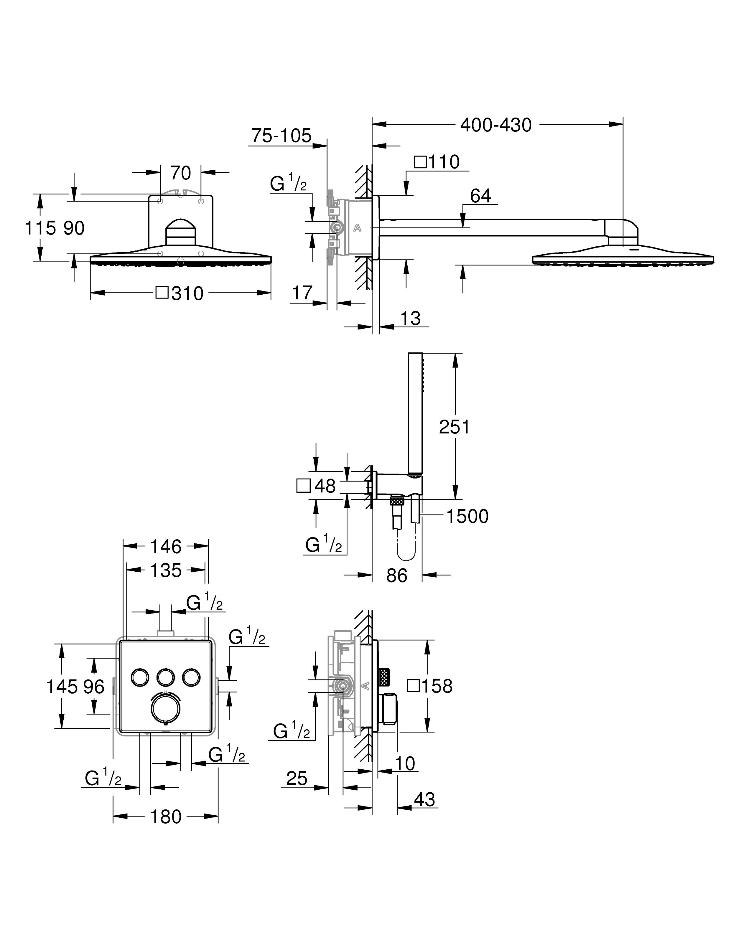 Grohe Precision Smartcontrol sprchová sada pod omítku s termostatem ano chrom 34875000