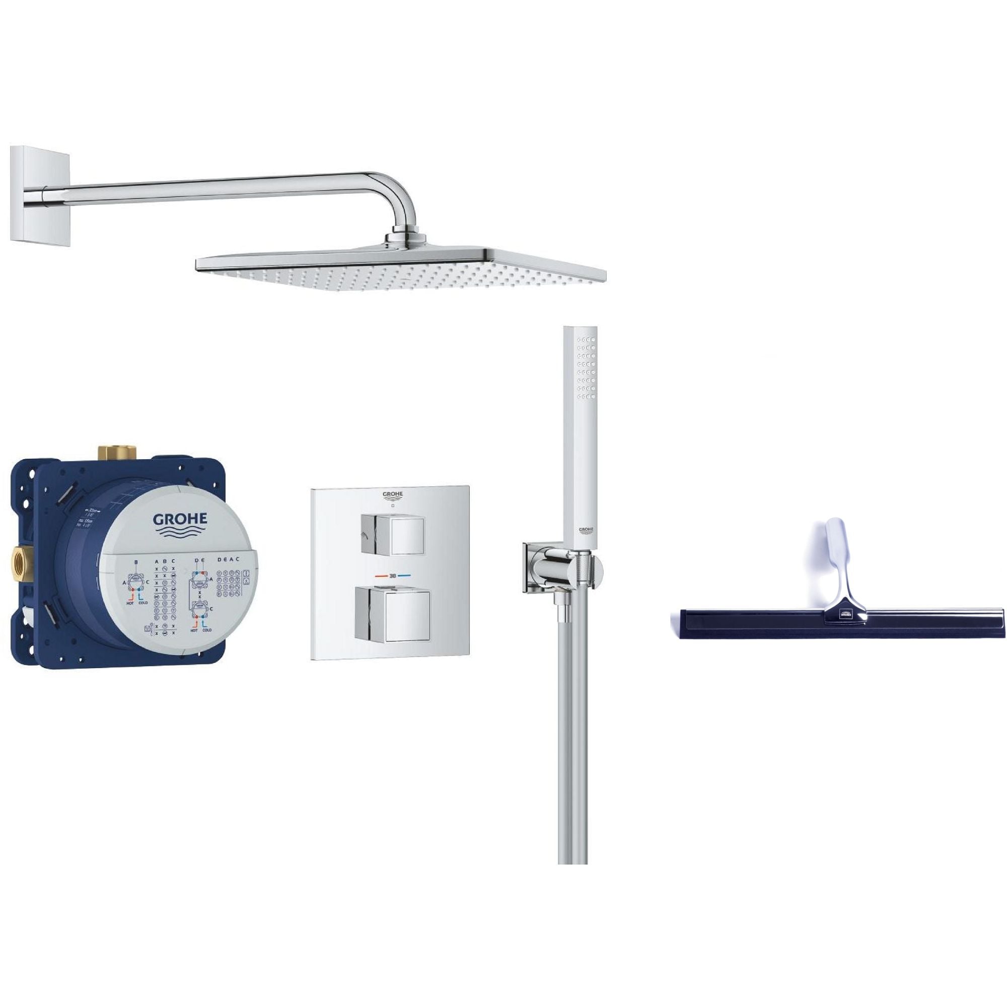 Set sprchová sada Grohe Precision Cube 34879000, stěrka na vodu Grohe 4067393055617