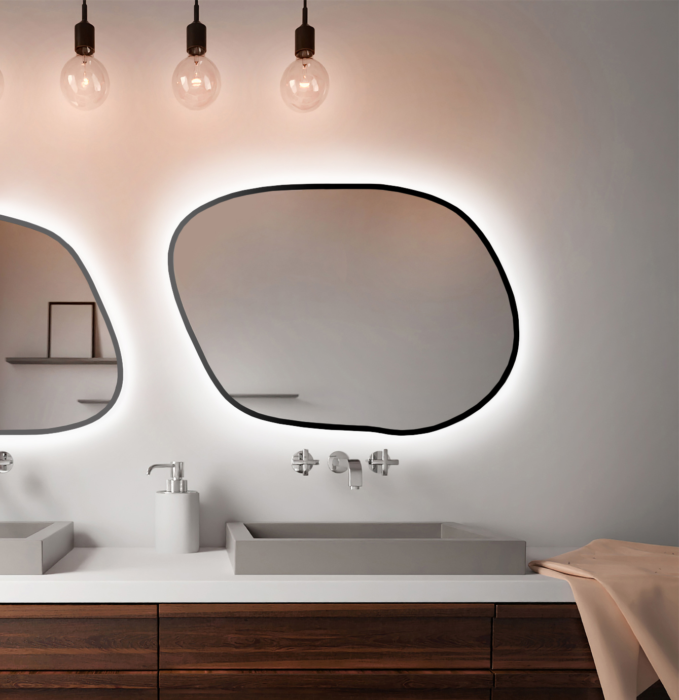 Baltica Design Bright Stain IV zrcadlo 70x50 cm s osvětlením černá 5904107920894