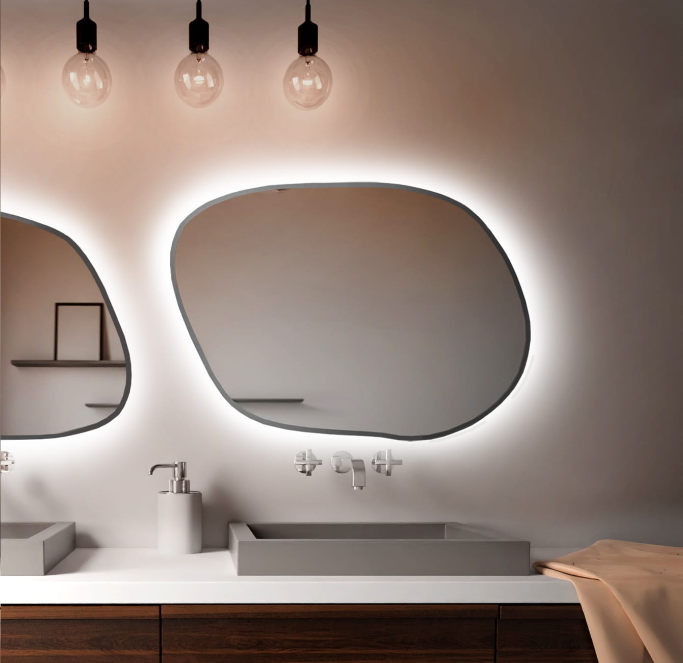 Baltica Design Bright Stain IV zrcadlo 50x36 cm s osvětlením stříbrná 5904107921013