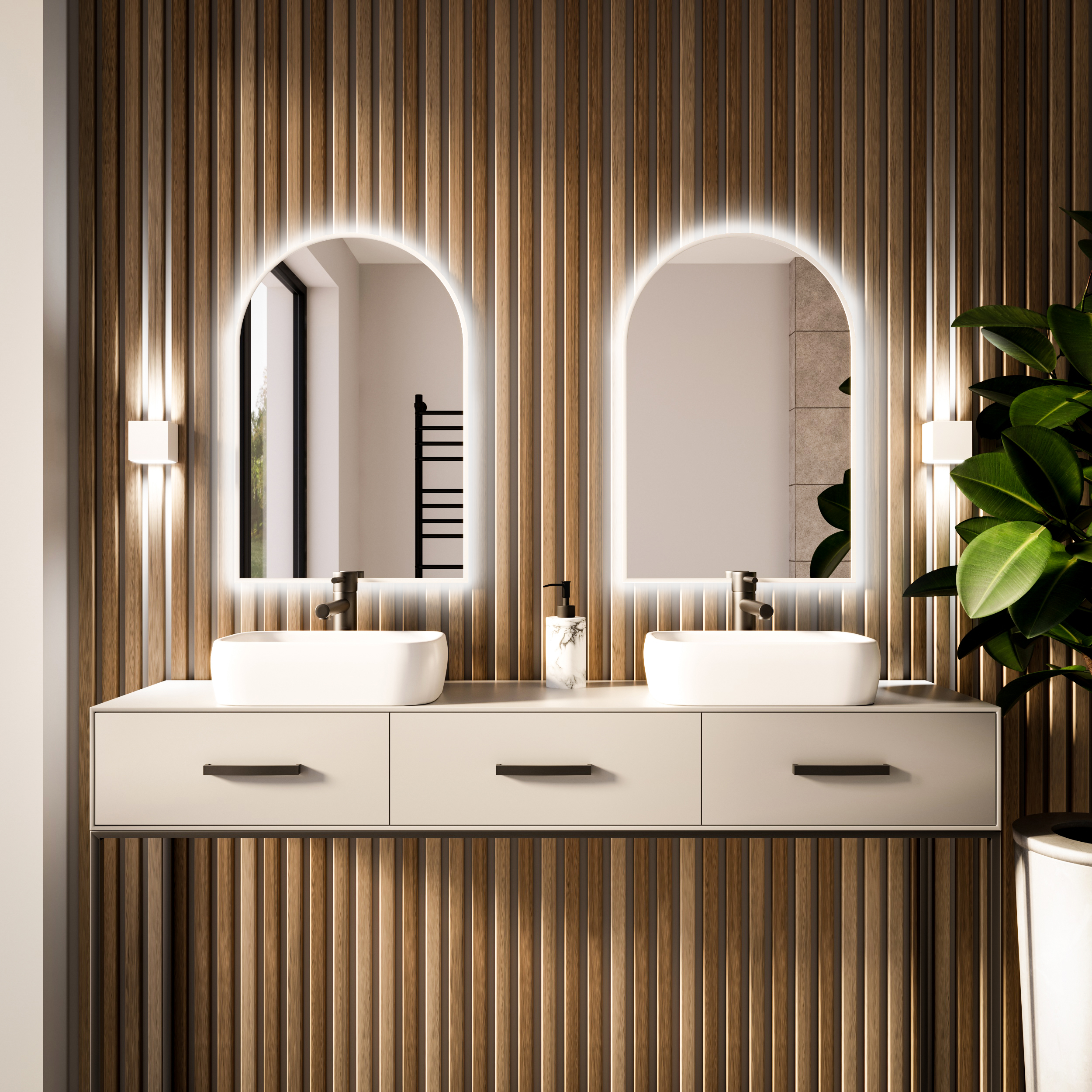 Baltica Design Tiny Border Pastille Cut zrcadlo 40x150 cm s osvětlením bílá 5904107929927