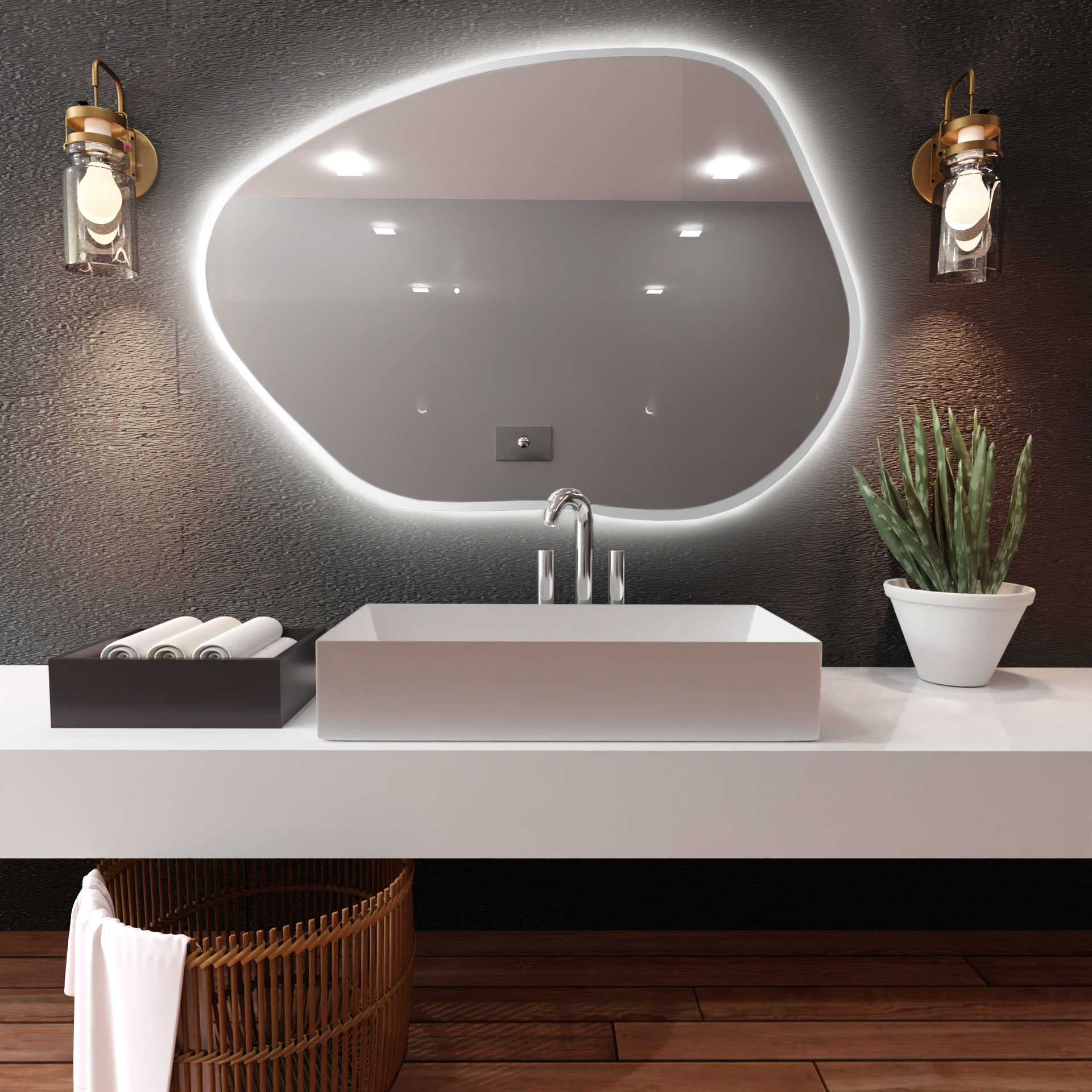 Baltica Design Bright Stain I zrcadlo 80x57 cm s osvětlením bílá 5904107918594