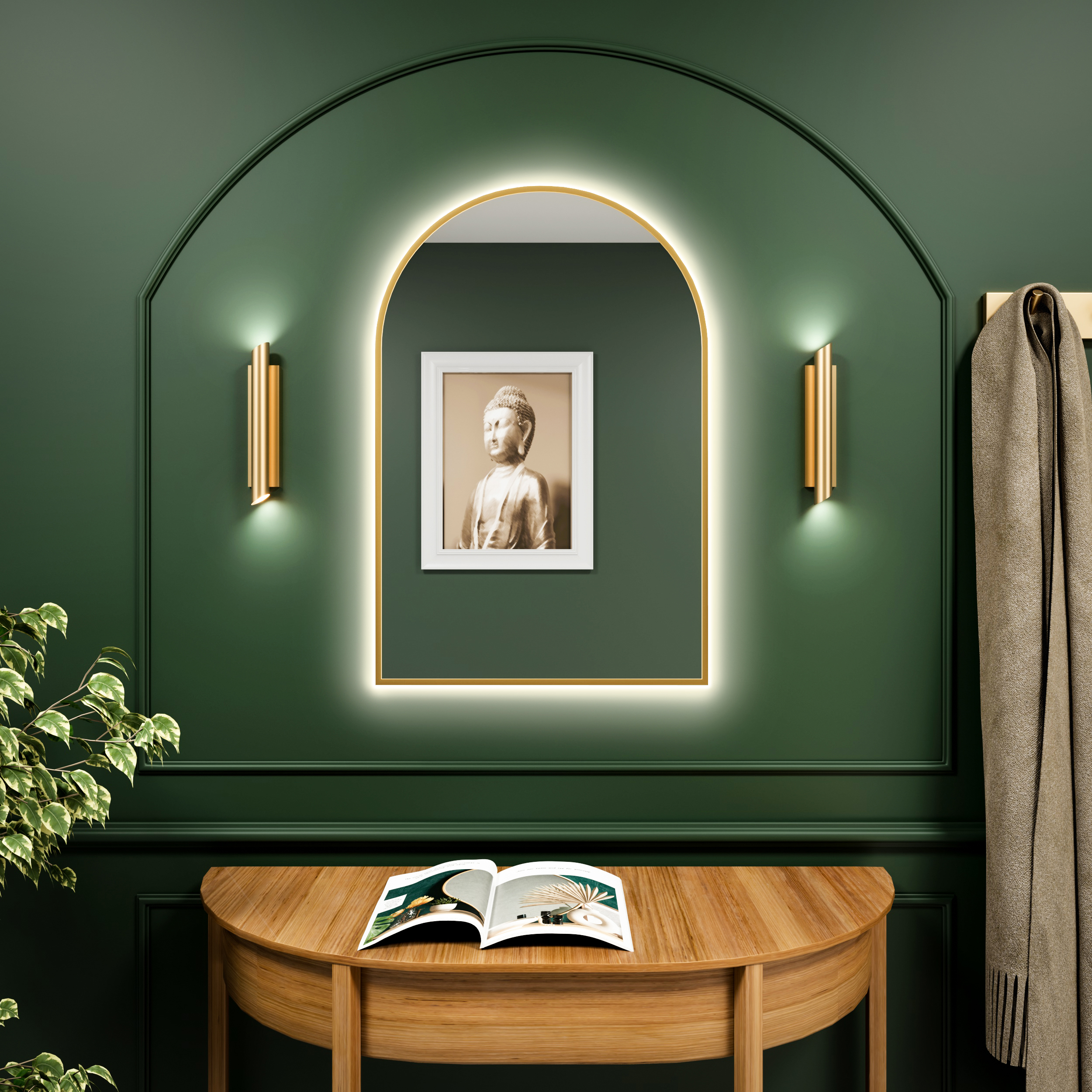 Baltica Design Tiny Border Pastille Cut zrcadlo 60x140 cm s osvětlením zlatá 5904107926773