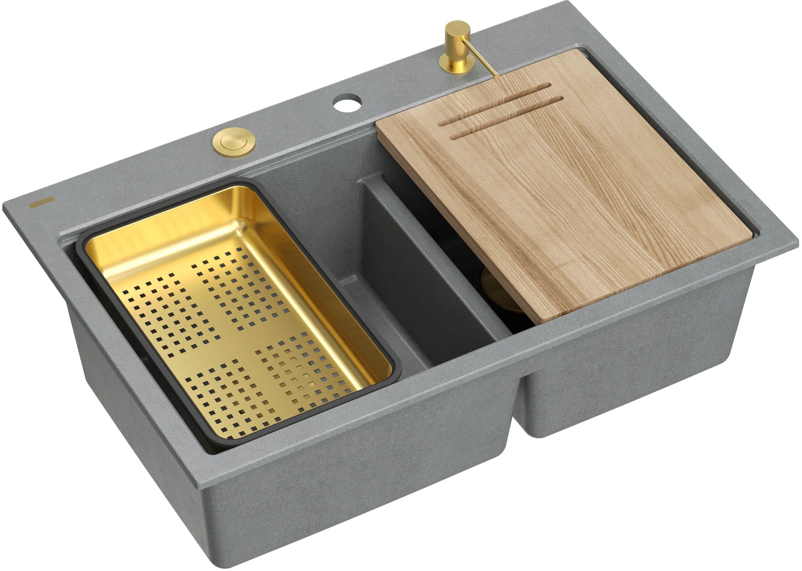 Quadron Marc 120 dřez graniteq 76x50 cm šedá/grafitová/onyx HQC7650U5_PVDG1