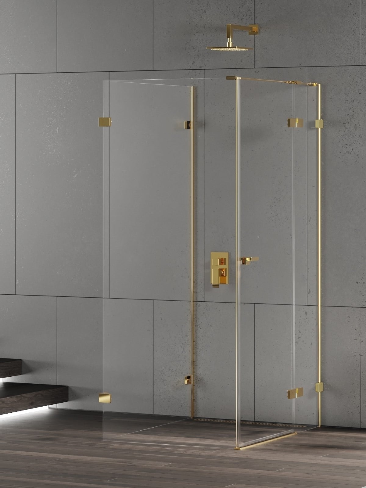 New Trendy Eventa Gold Shine sprchový kout 90x80 cm obdélníkový zlatá lesk/průhledné sklo EXK-4823