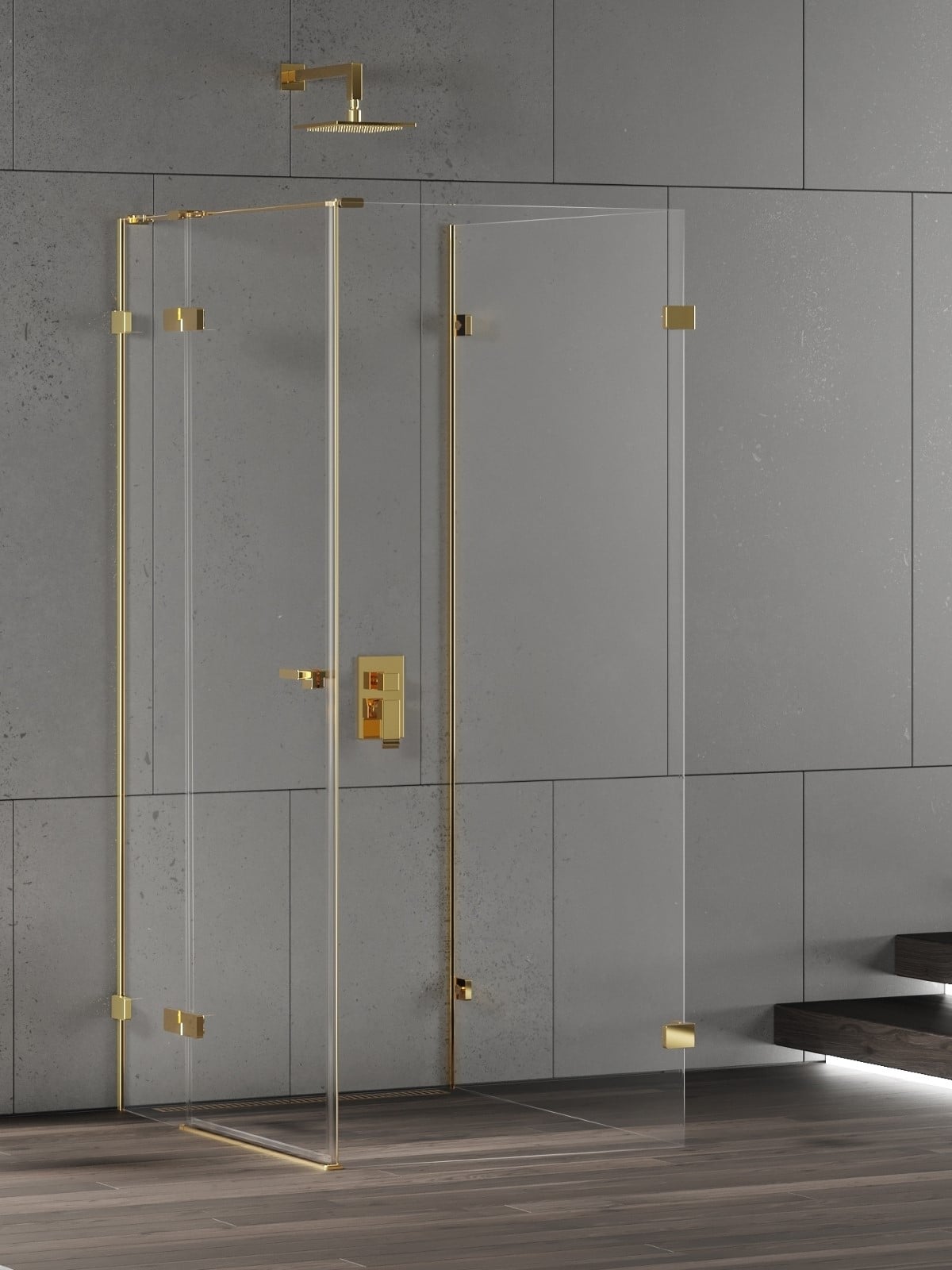 New Trendy Eventa Gold Shine sprchový kout 90x80 cm obdélníkový zlatá lesk/průhledné sklo EXK-4818