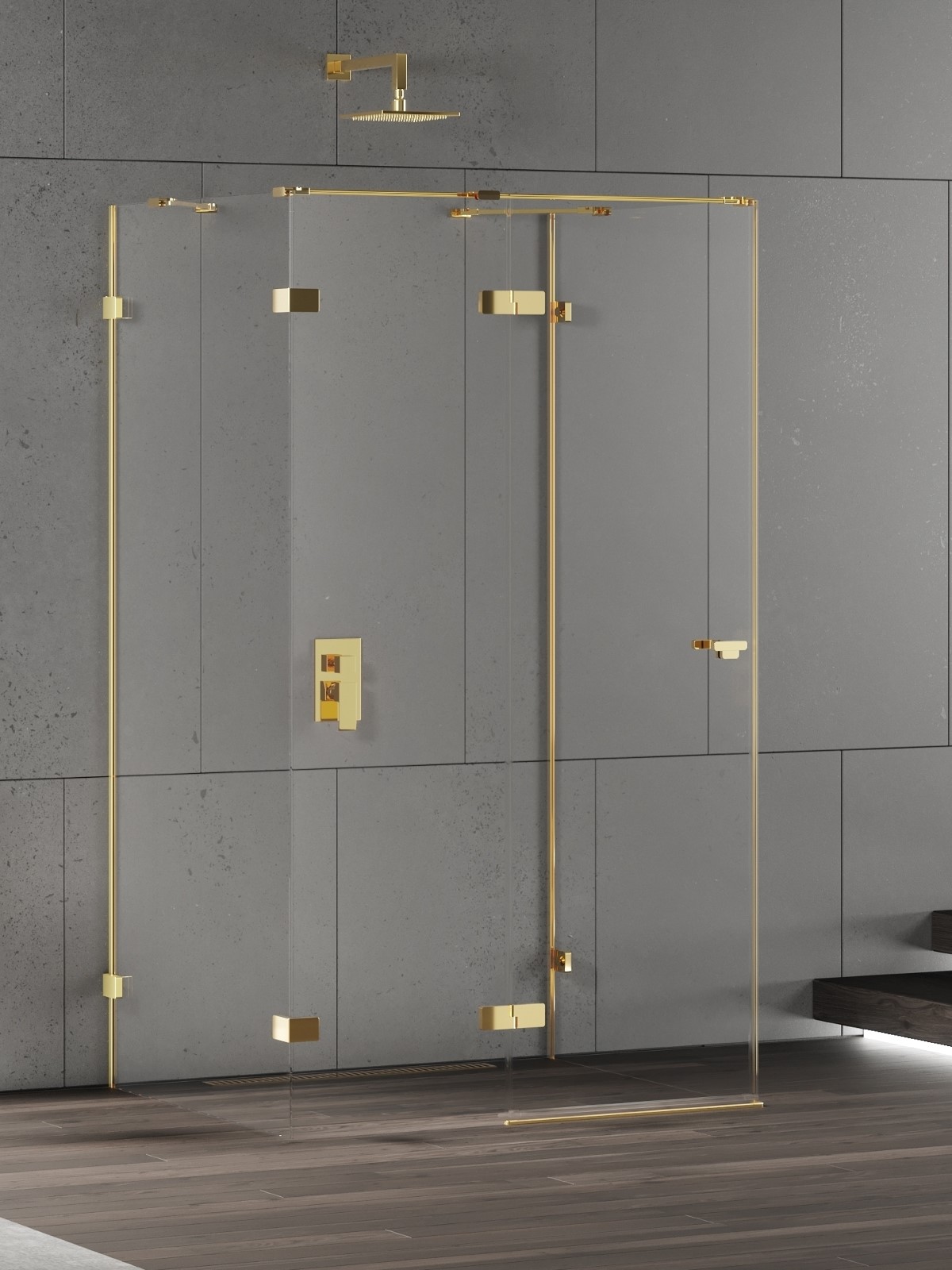 New Trendy Eventa Gold Shine sprchový kout 120x100 cm obdélníkový zlatá lesk/průhledné sklo EXK-4814