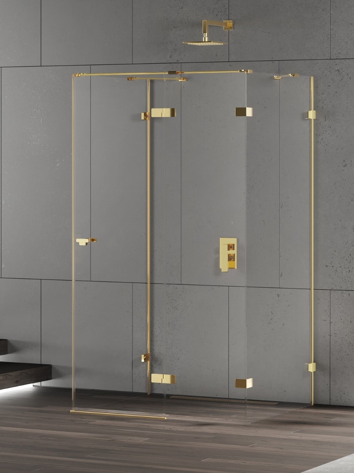New Trendy Eventa Gold Shine sprchový kout 100x100 cm čtvercový zlatá lesk/průhledné sklo EXK-4809