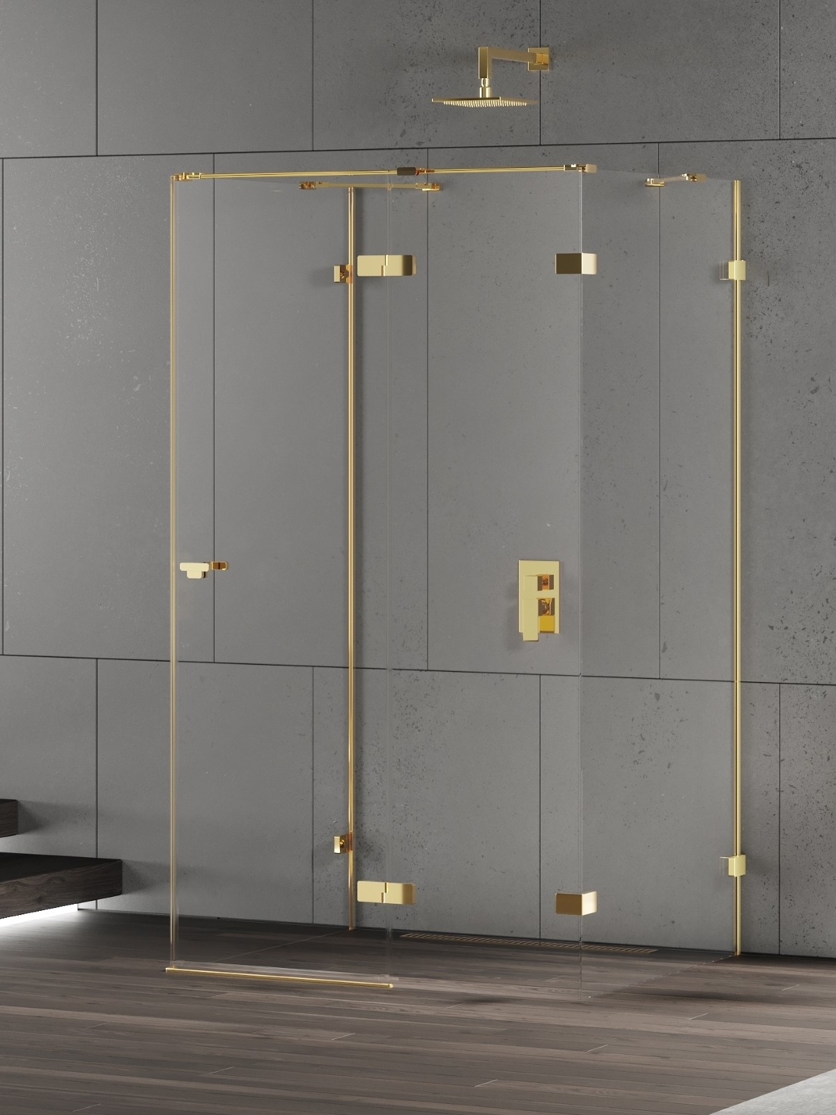 New Trendy Eventa Gold Shine sprchový kout 90x80 cm obdélníkový zlatá lesk/průhledné sklo EXK-4799