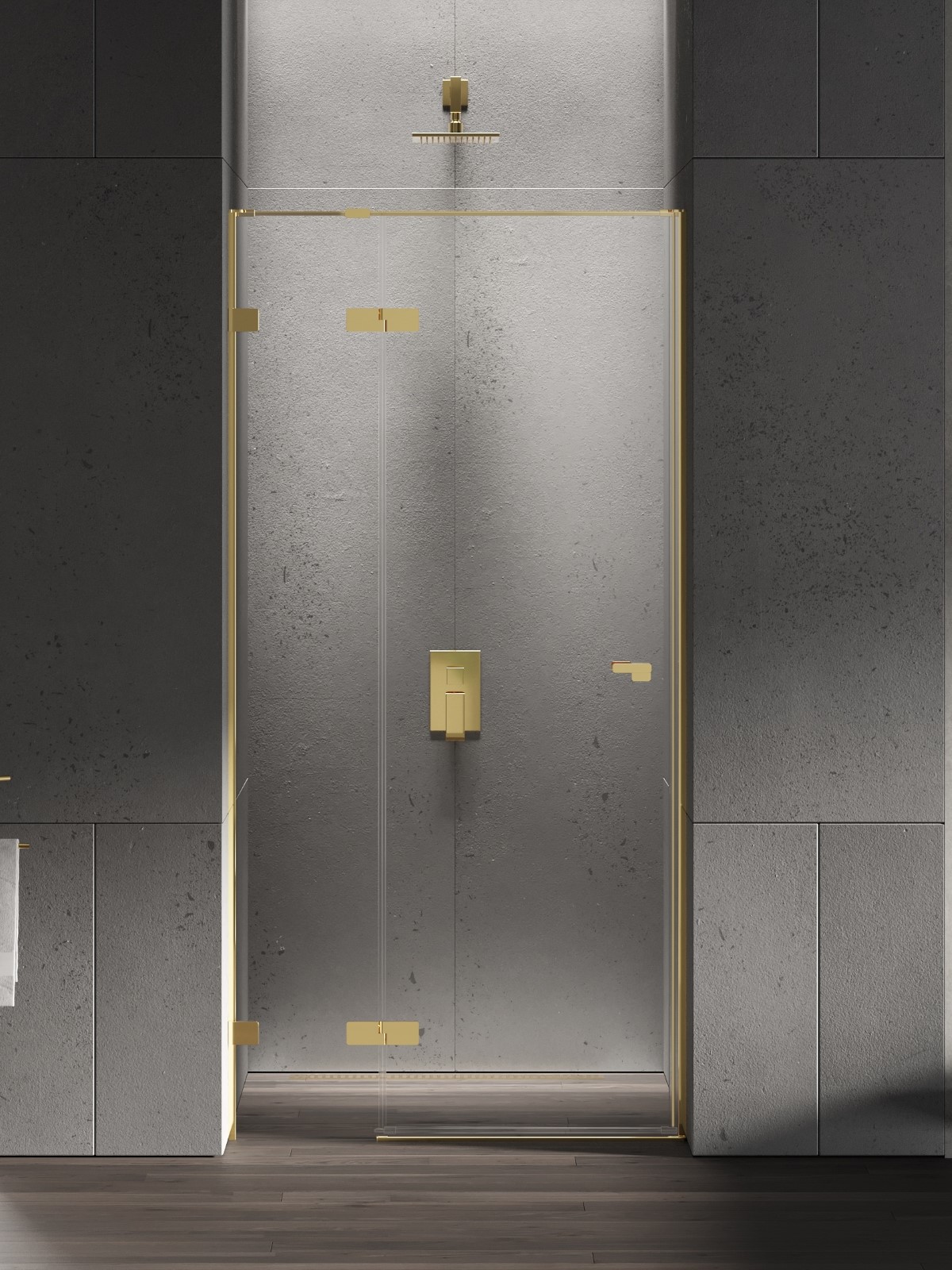 New Trendy Eventa Gold Shine sprchové dveře 100 cm sklopné zlatá lesk/průhledné sklo EXK-4675