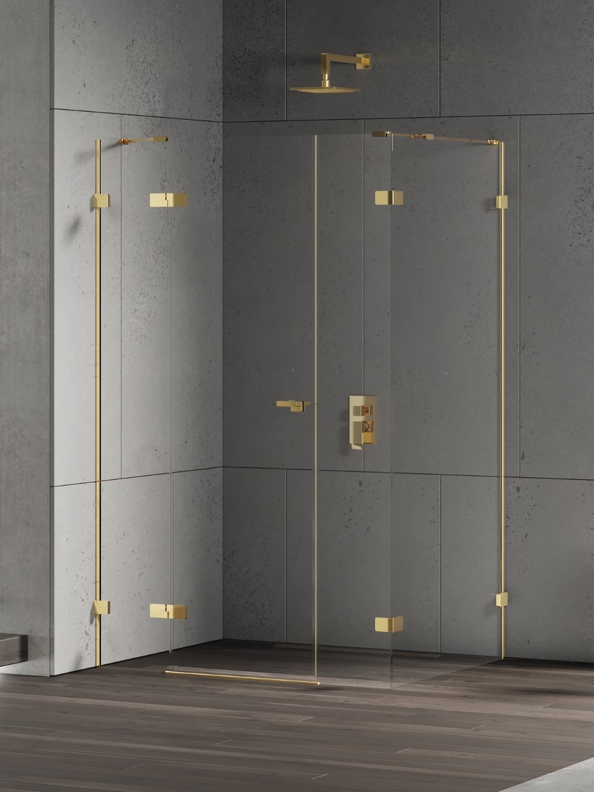 New Trendy Eventa Gold Shine sprchový kout 130x100 cm obdélníkový zlatá lesk/průhledné sklo EXK-4788