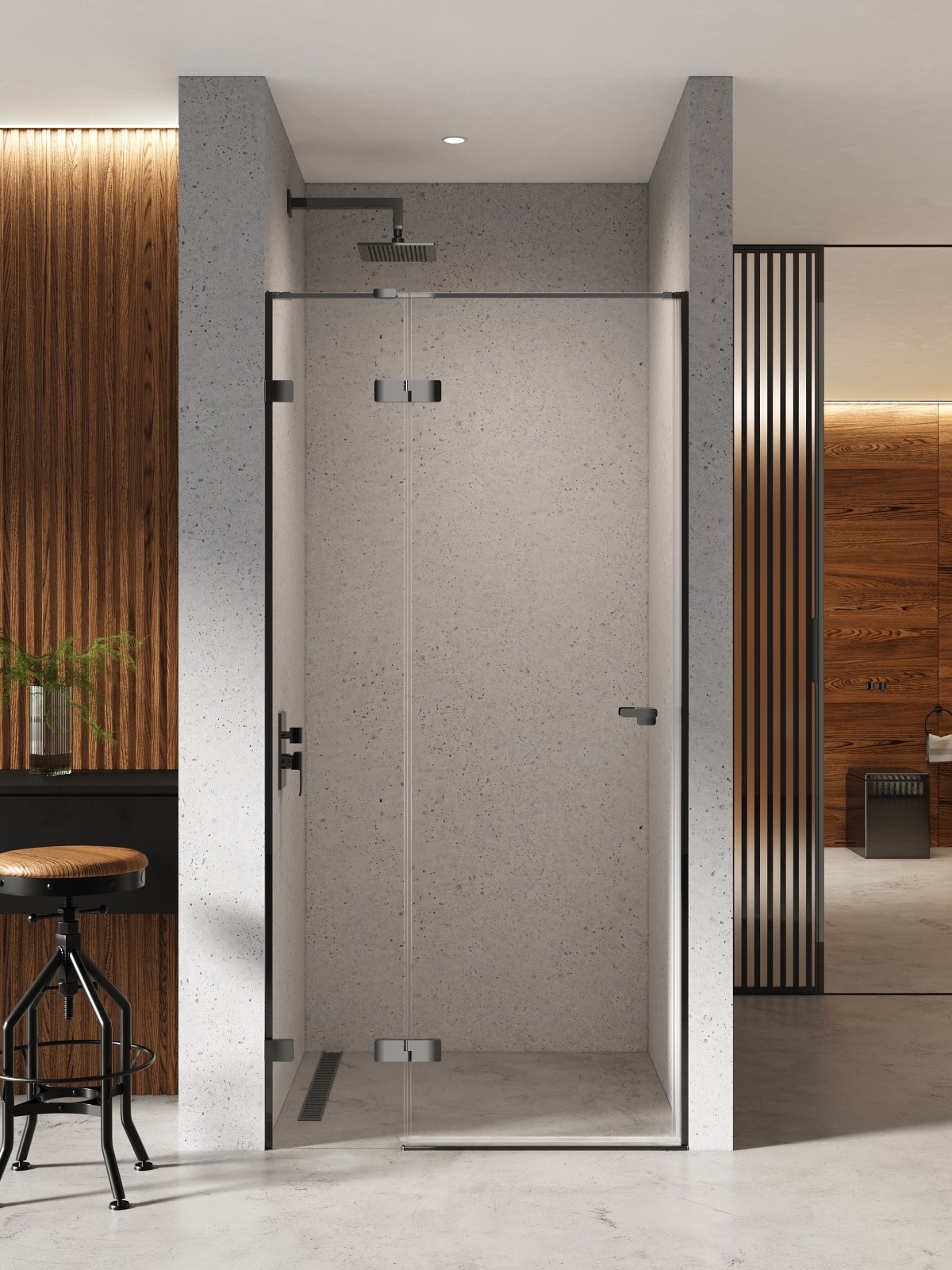 New Trendy Eventa Black Chrome sprchové dveře 100 cm sklopné černá lesk/průhledné sklo EXK-6131