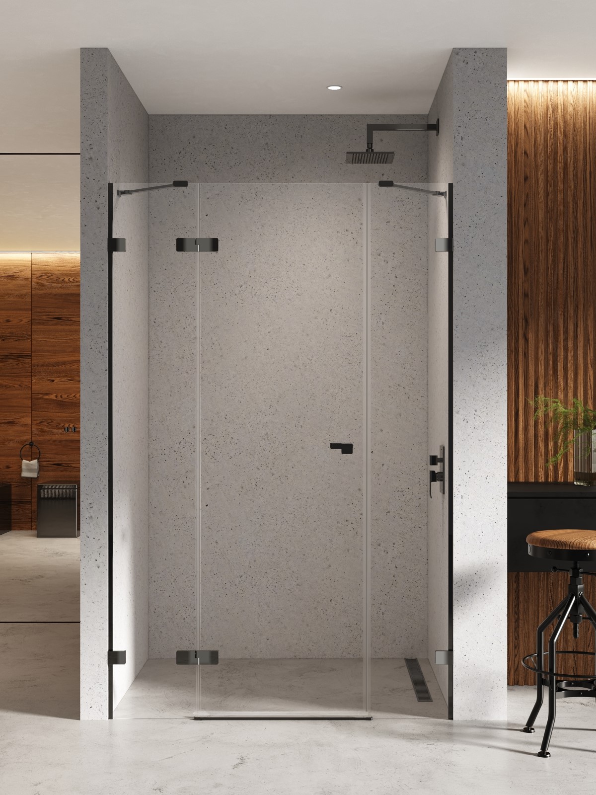 New Trendy Eventa Black Chrome sprchové dveře 150 cm sklopné černá lesk/průhledné sklo EXK-6141