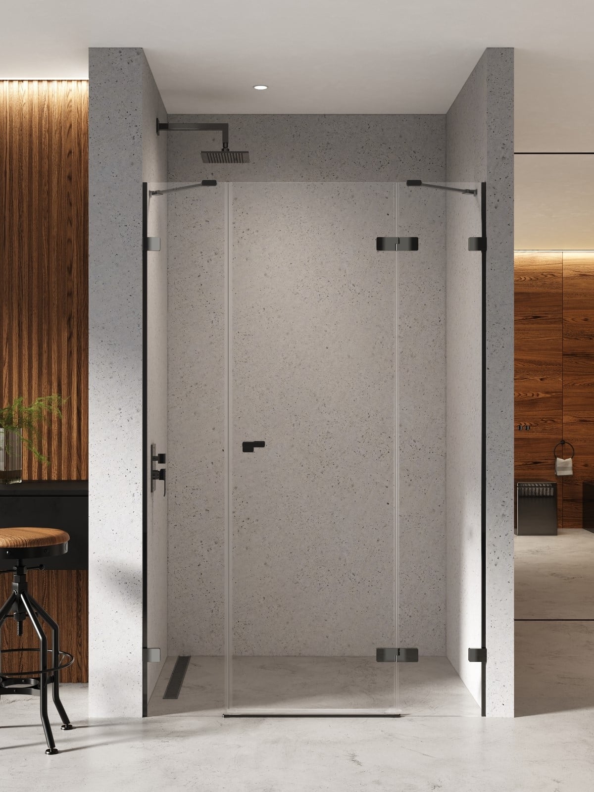 New Trendy Eventa Black Chrome sprchové dveře 170 cm sklopné černá lesk/průhledné sklo EXK-6144