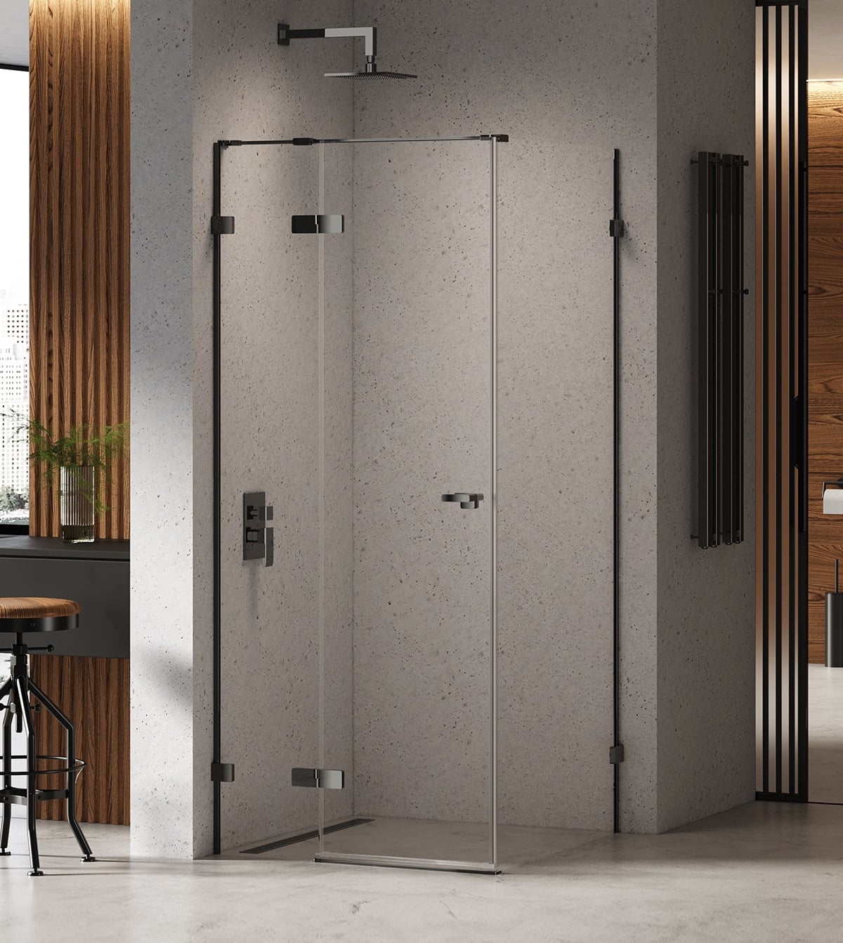 New Trendy Eventa Black Chrome sprchový kout 100x70 cm obdélníkový černá lesk/průhledné sklo EXK-6157