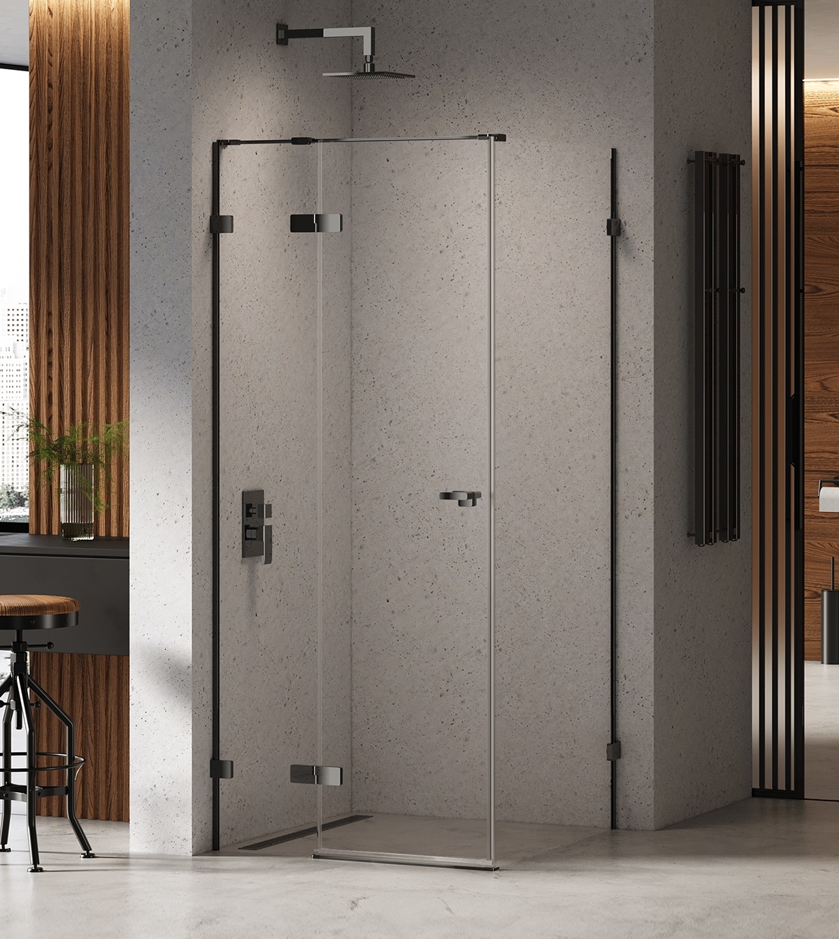New Trendy Eventa Black Chrome sprchový kout 100x90 cm obdélníkový černá lesk/průhledné sklo EXK-6159
