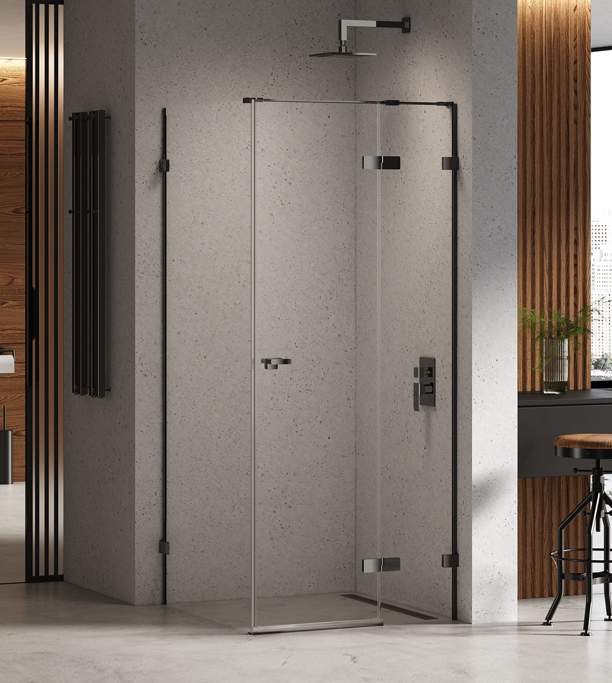 New Trendy Eventa Black Chrome sprchový kout 110x90 cm obdélníkový černá lesk/průhledné sklo EXK-6185