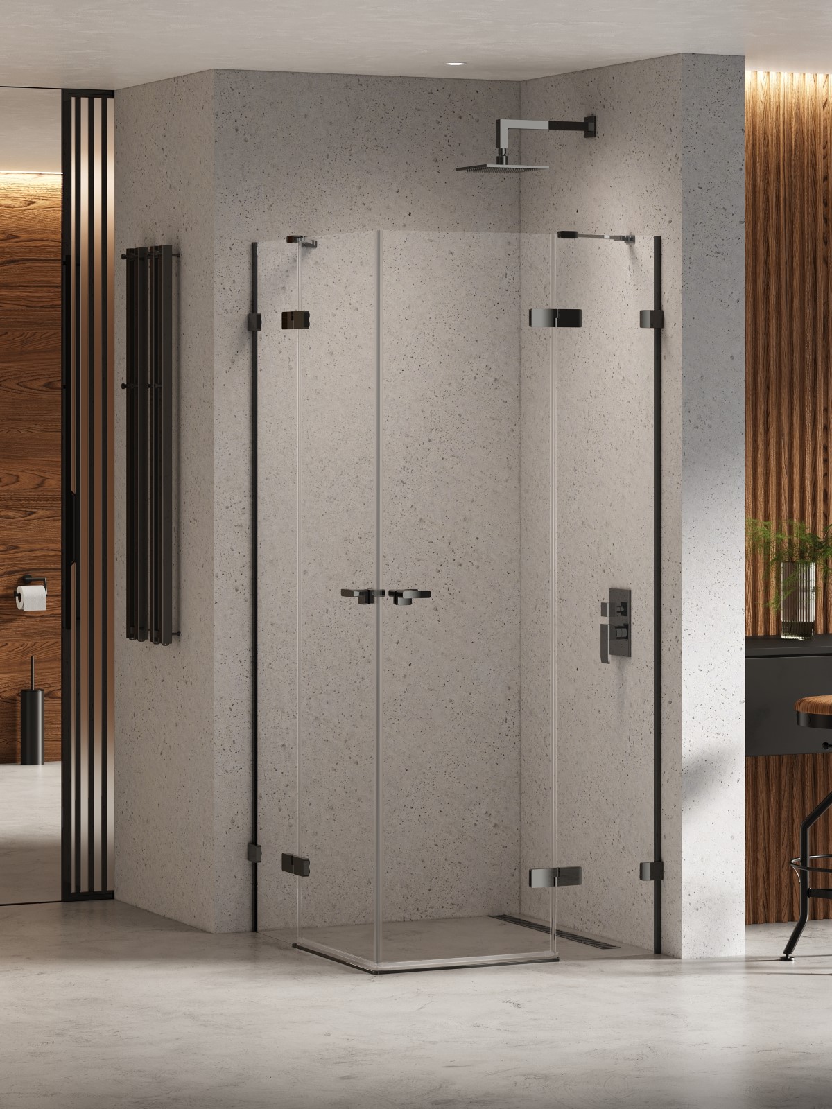 New Trendy Eventa Black Chrome sprchový kout 90x80 cm obdélníkový černá lesk/průhledné sklo EXK-6206