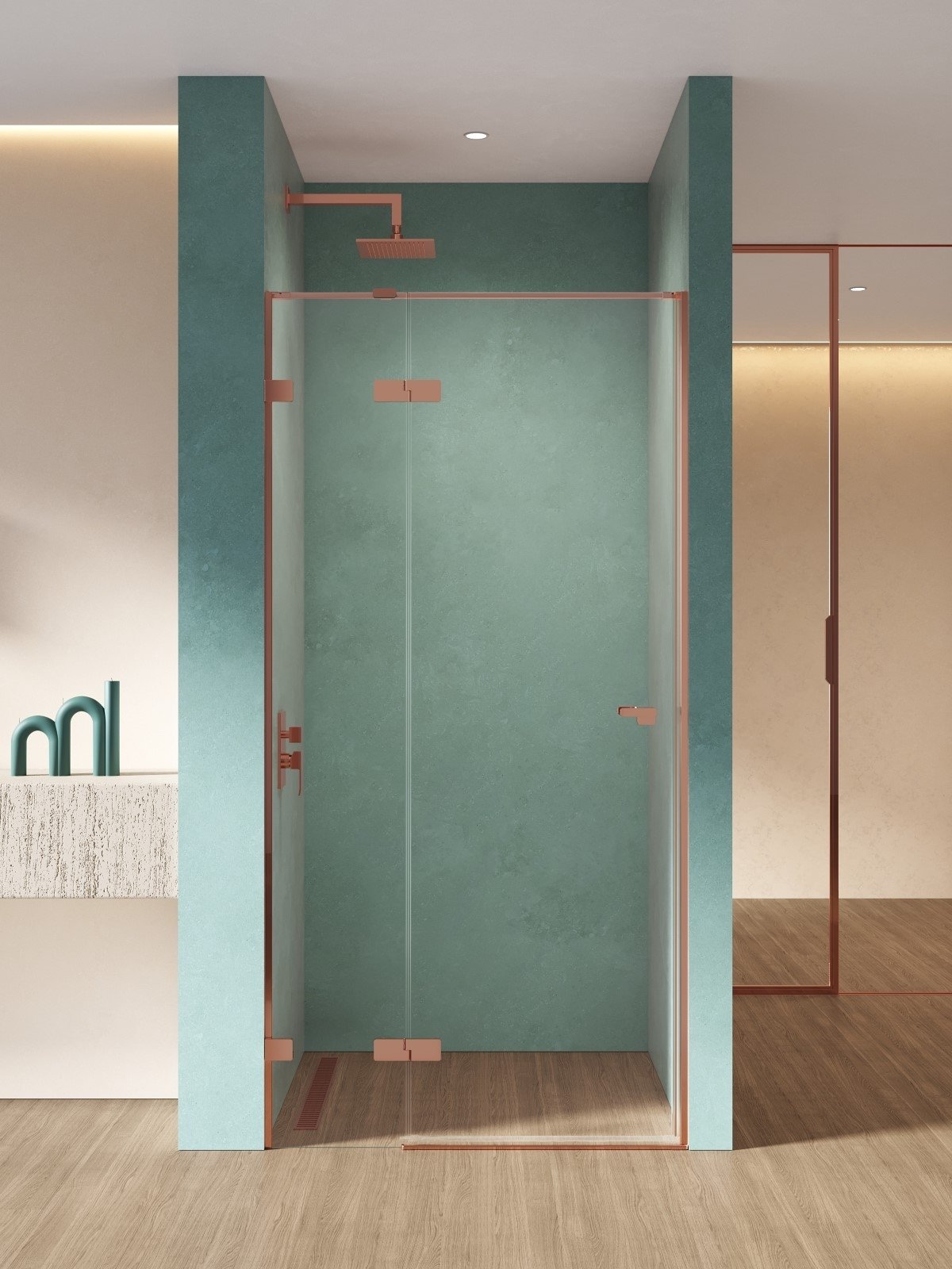 New Trendy Eventa Copper Shine sprchové dveře 120 cm sklopné měděná lesk/průhledné sklo EXK-6360