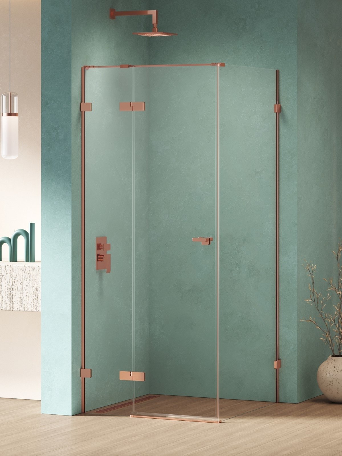 New Trendy Eventa Copper Shine sprchový kout 100x100 cm čtvercový měděná lesk/průhledné sklo EXK-6385