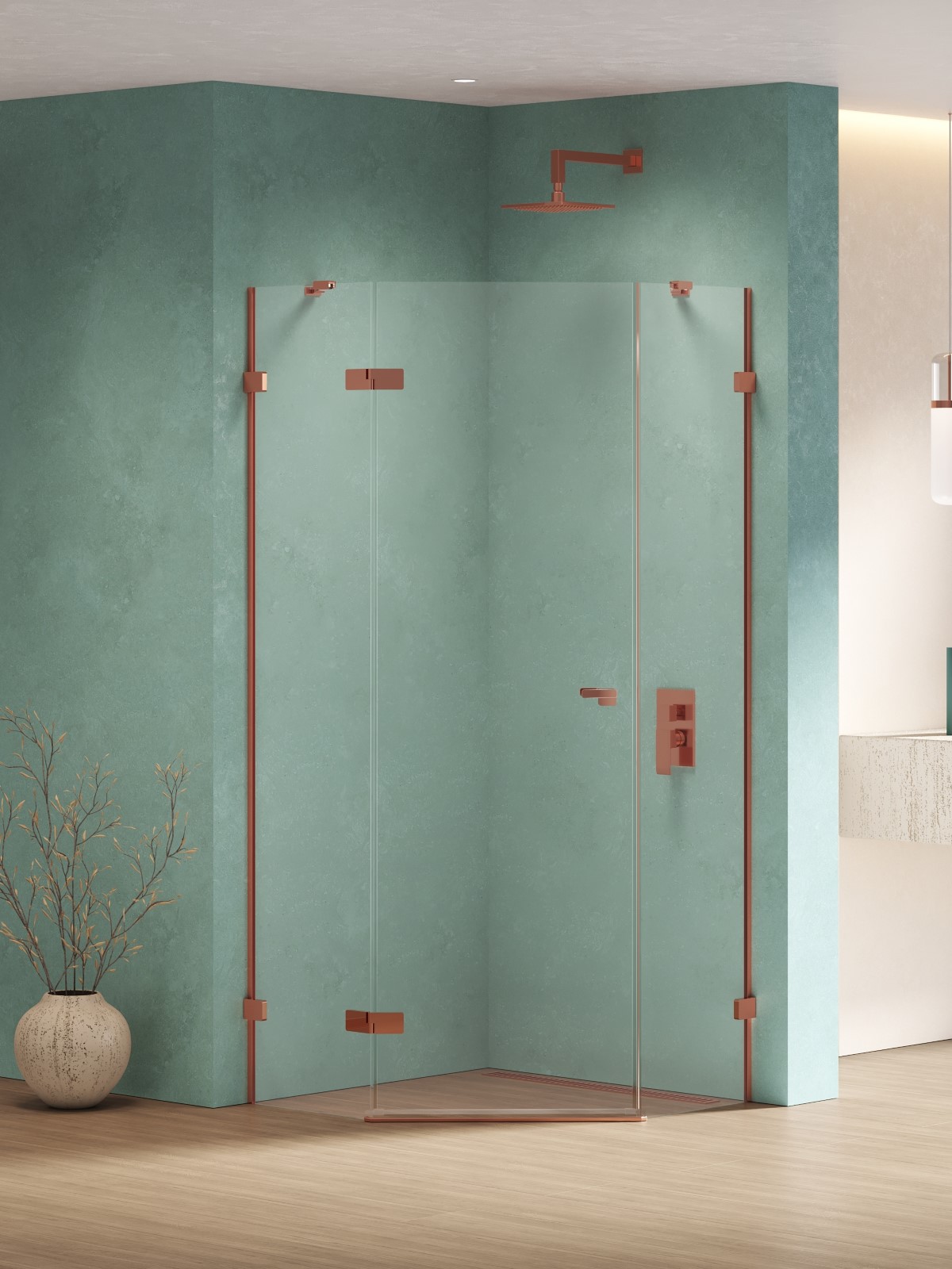 New Trendy Eventa Copper Shine sprchový kout 90x90 cm měděná lesk/průhledné sklo EXK-6515
