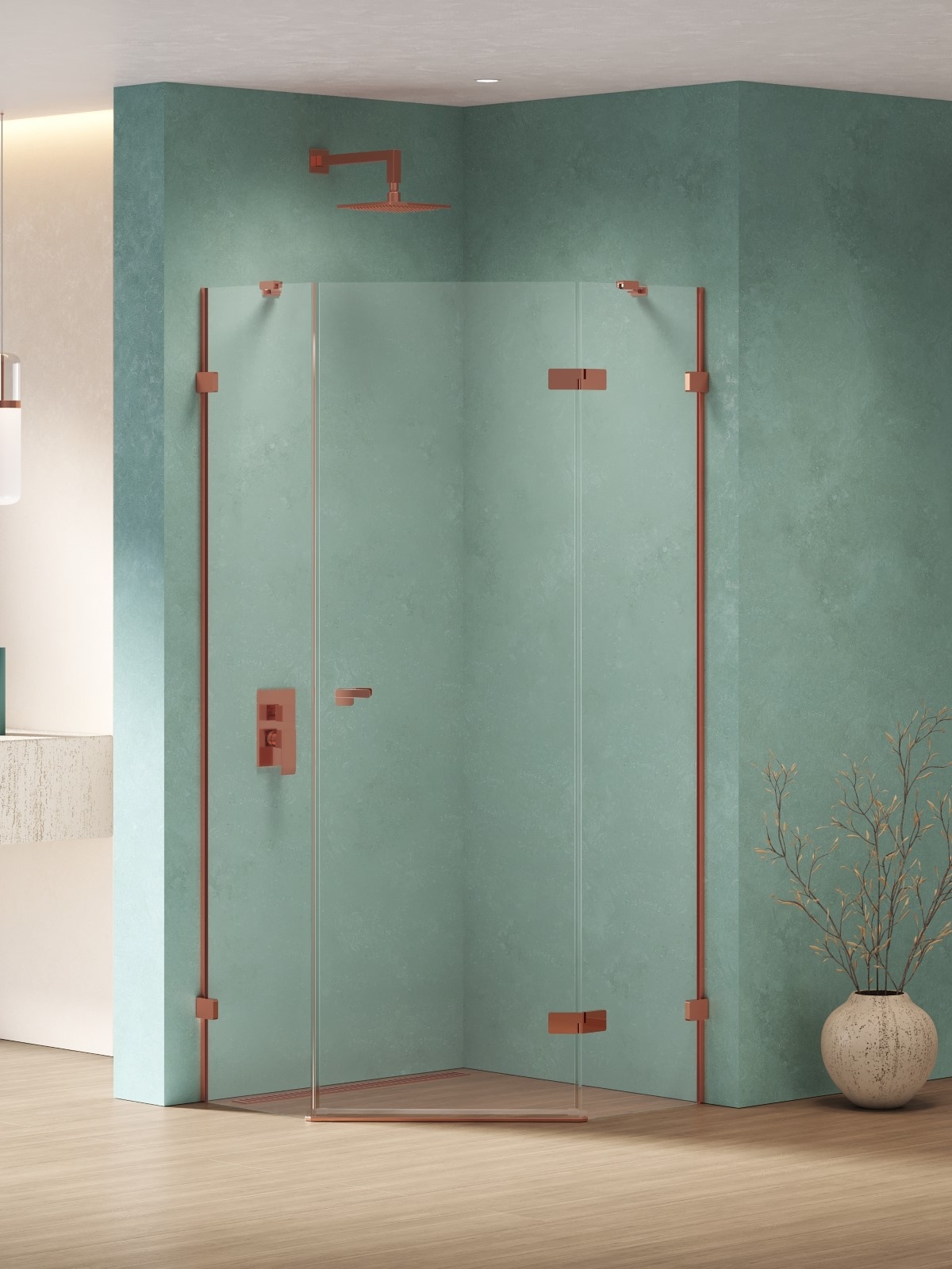 New Trendy Eventa Copper Shine sprchový kout 90x90 cm měděná lesk/průhledné sklo EXK-6516