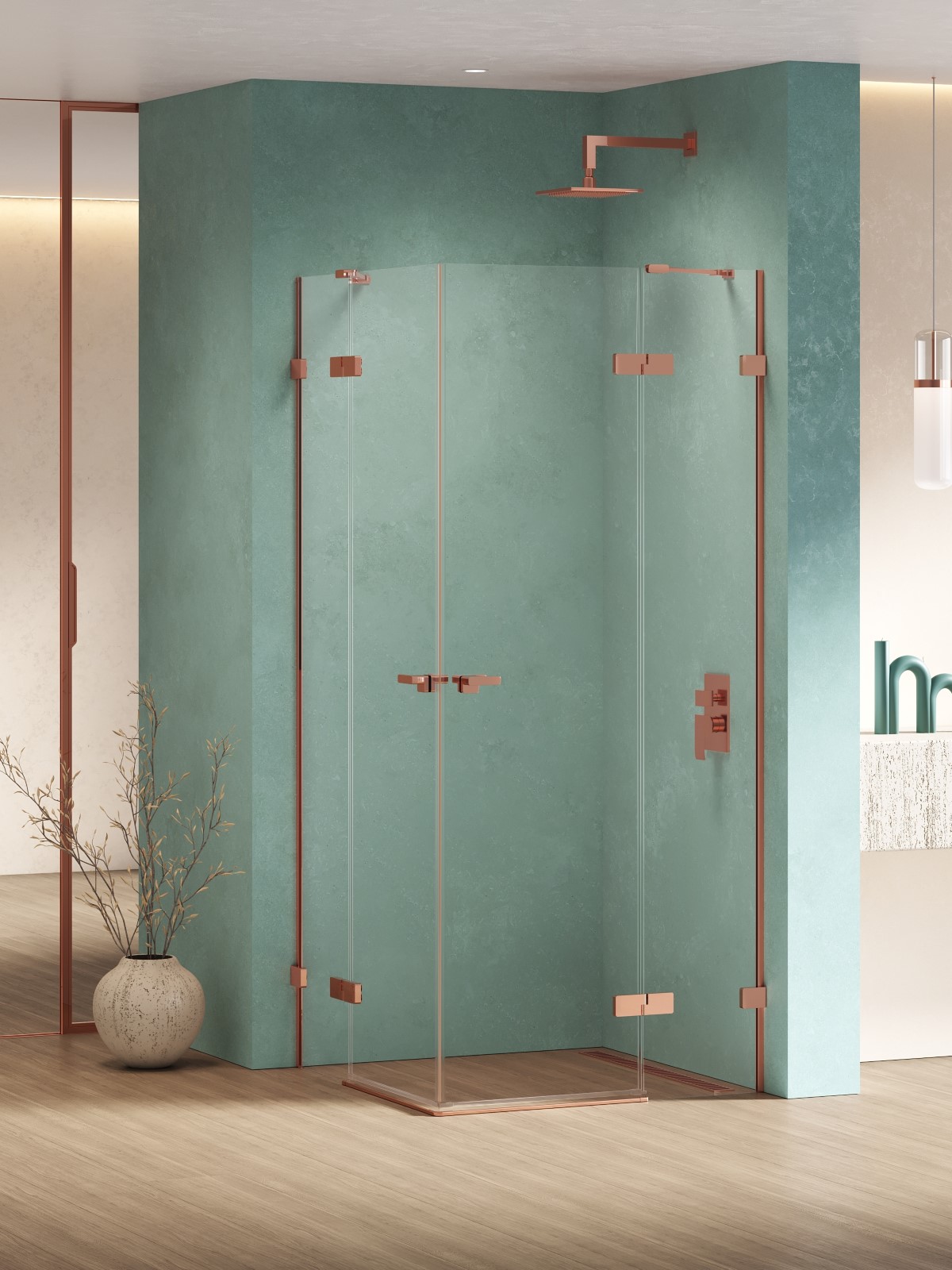 New Trendy Eventa Copper Shine sprchový kout 110x100 cm obdélníkový měděná lesk/průhledné sklo EXK-6447