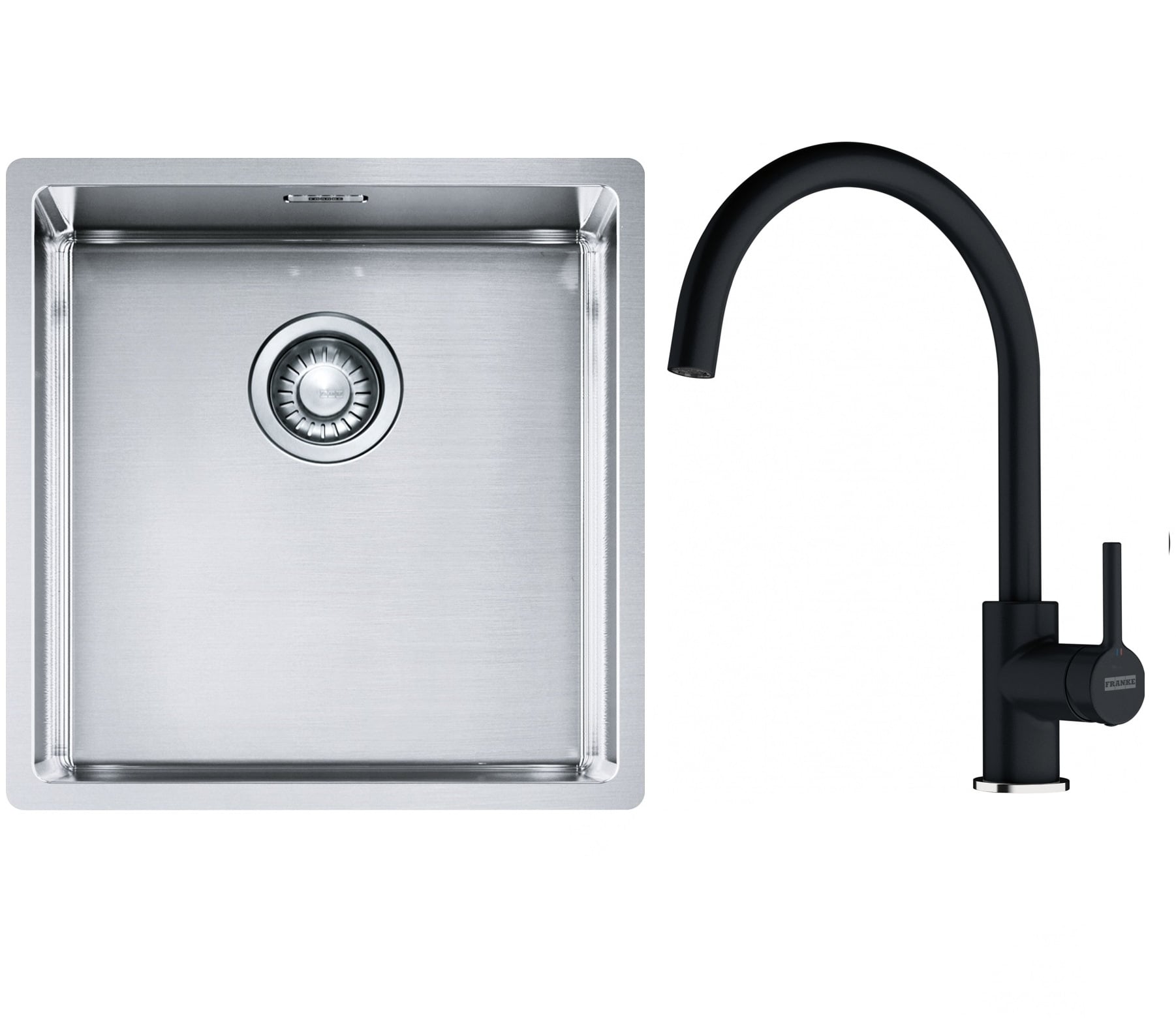 Sada ocelový dřez Franke Box 127.0453.654, kuchyňská baterie Franke Lina 115.0626.020