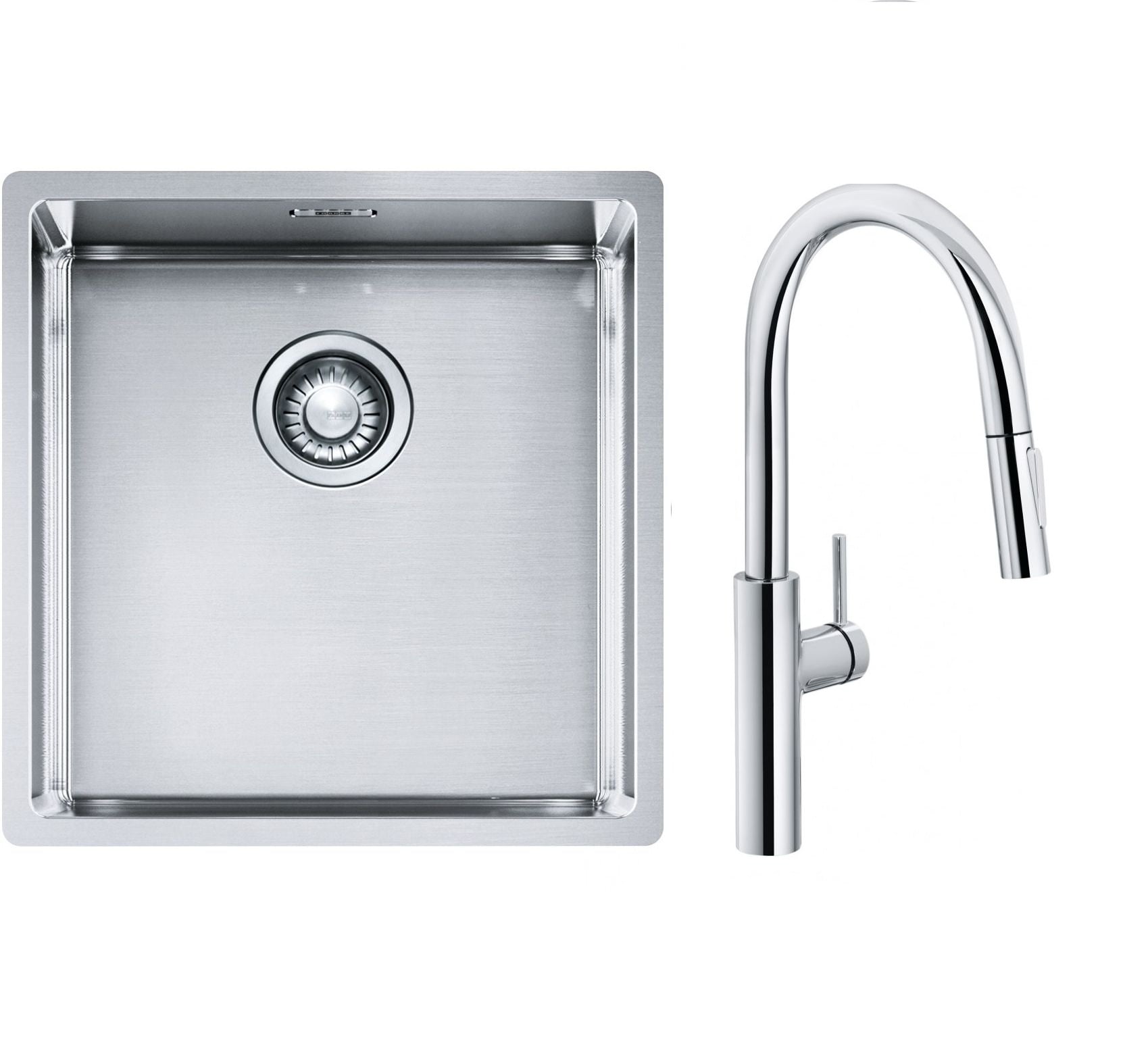 Sada kuchyňská baterie Franke Pescara L Slide-In 115.0538.940, ocelový dřez Franke Box 127.0453.654