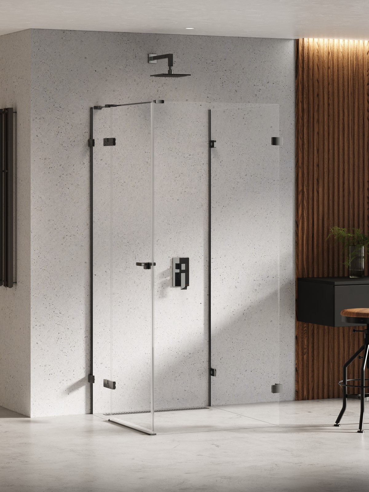 New Trendy Eventa Black Chrome sprchový kout 90x80 cm obdélníkový černá lesk/průhledné sklo EXK-6274