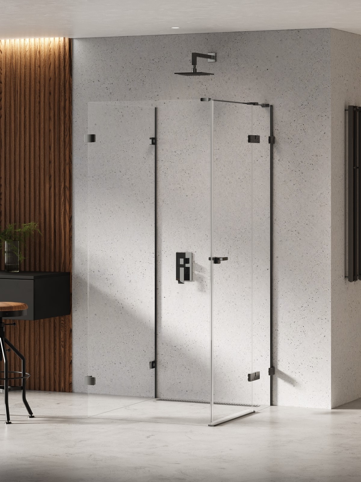 New Trendy Eventa Black Chrome sprchový kout 100x90 cm obdélníkový černá lesk/průhledné sklo EXK-6283
