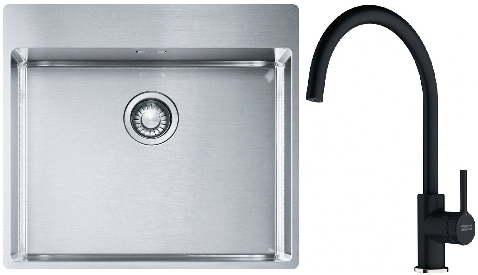 Sada ocelový dřez Franke Box 127.0369.295, kuchyňská baterie Franke Lina 115.0626.020