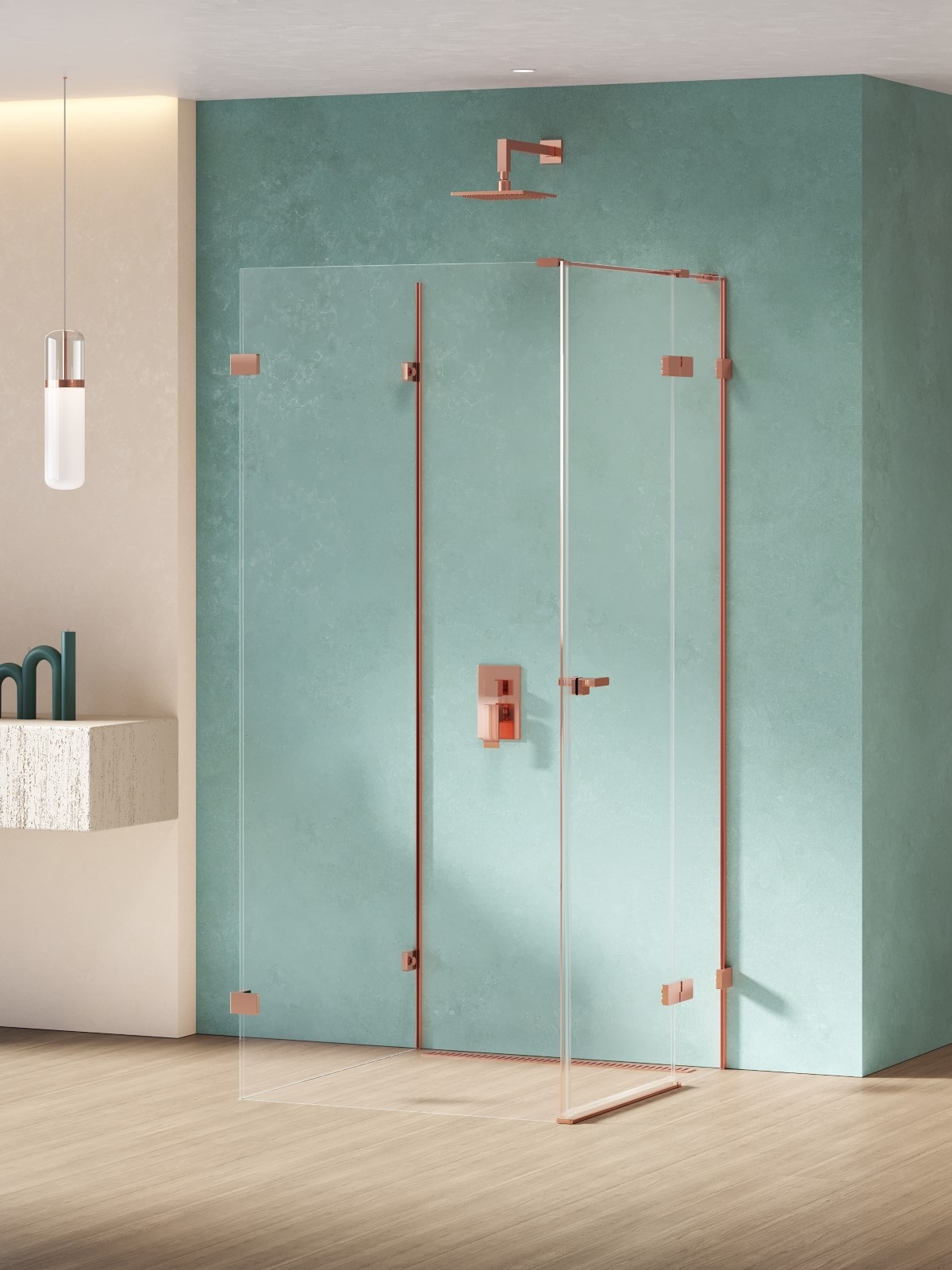 New Trendy Eventa Copper Shine sprchový kout 90x80 cm obdélníkový měděná lesk/průhledné sklo EXK-6500