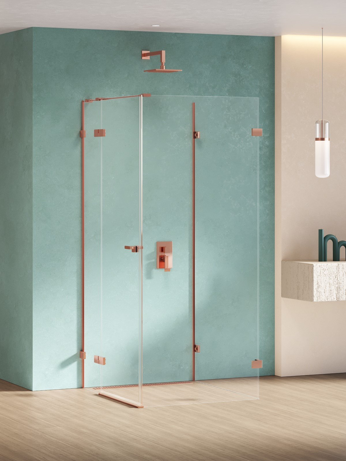 New Trendy Eventa Copper Shine sprchový kout 90x80 cm obdélníkový měděná lesk/průhledné sklo EXK-6503