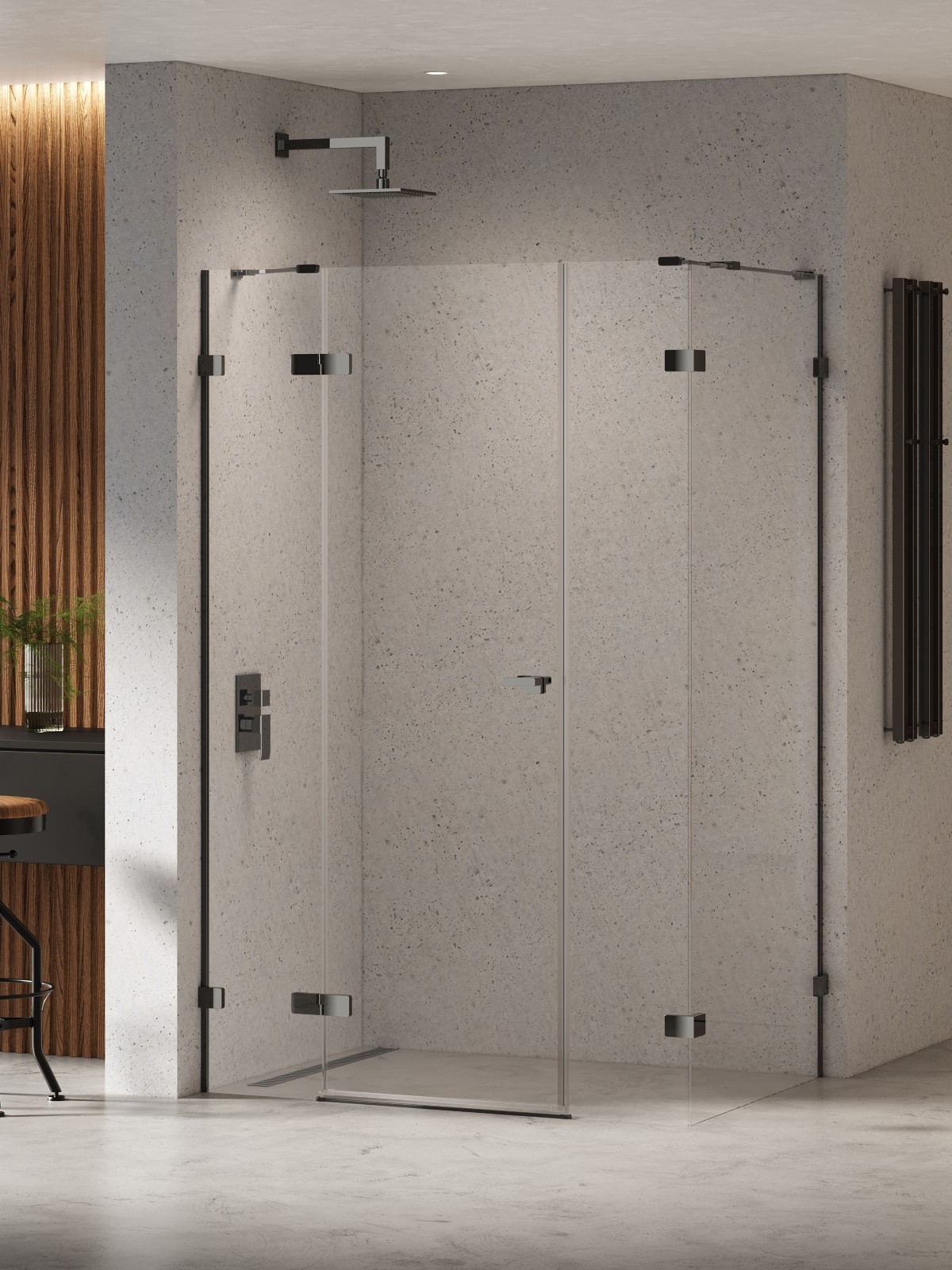New Trendy Eventa Black Chrome sprchový kout 130x90 cm obdélníkový černá lesk/průhledné sklo EXK-6238