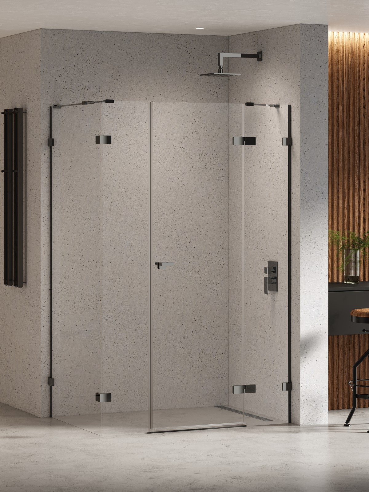 New Trendy Eventa Black Chrome sprchový kout 150x100 cm obdélníkový černá lesk/průhledné sklo EXK-6247