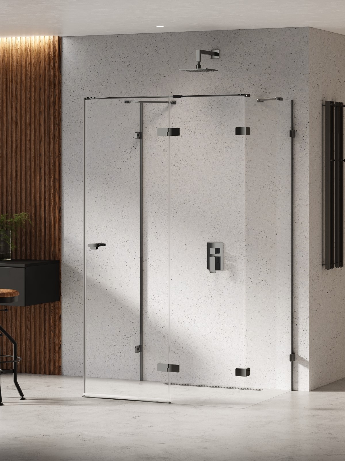 New Trendy Eventa Black Chrome sprchový kout 100x90 cm obdélníkový černá lesk/průhledné sklo EXK-6259