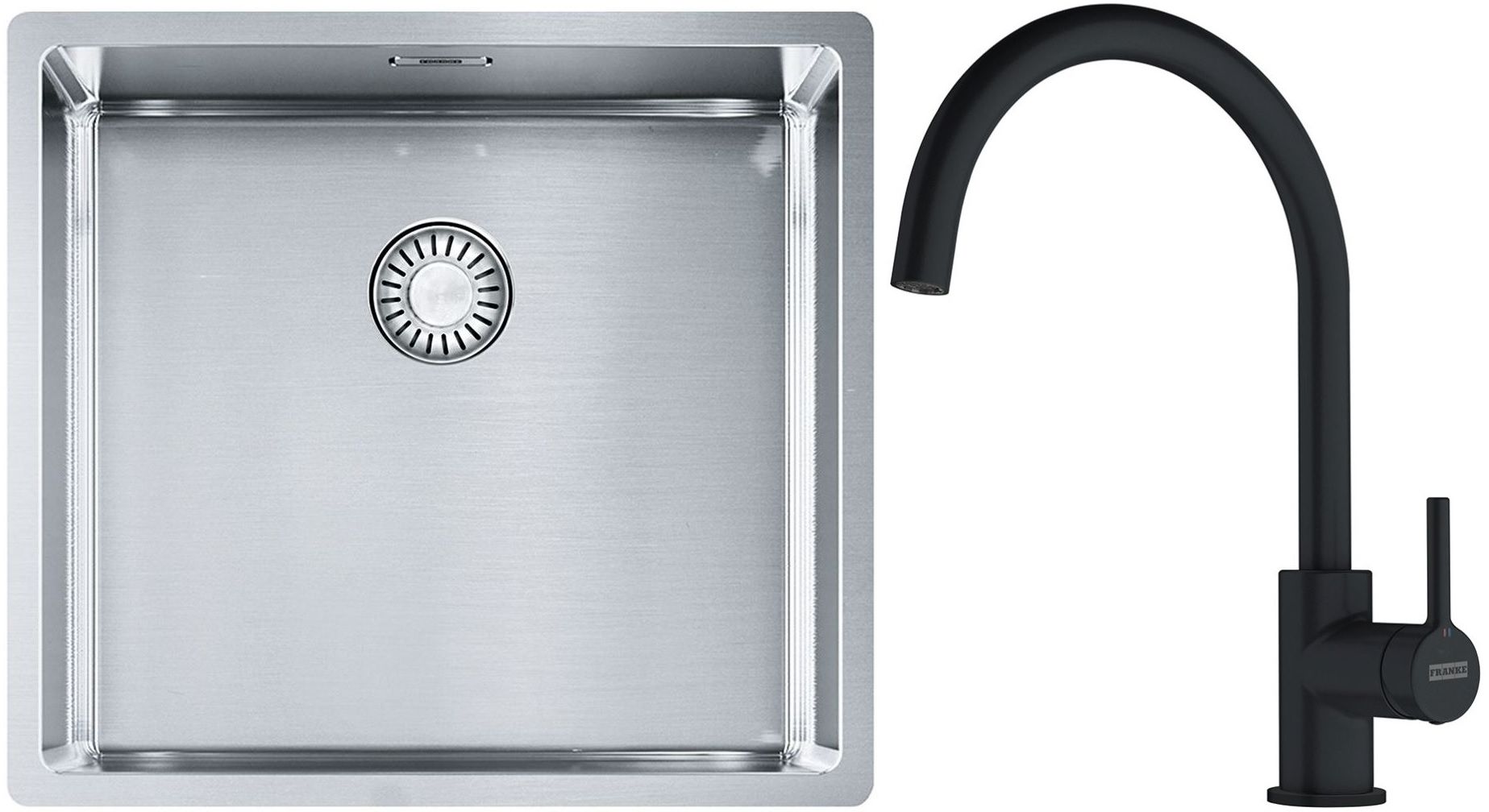 Sada ocelový dřez Franke Box 127.0395.014, kuchyňská baterie Franke Lina 115.0626.019