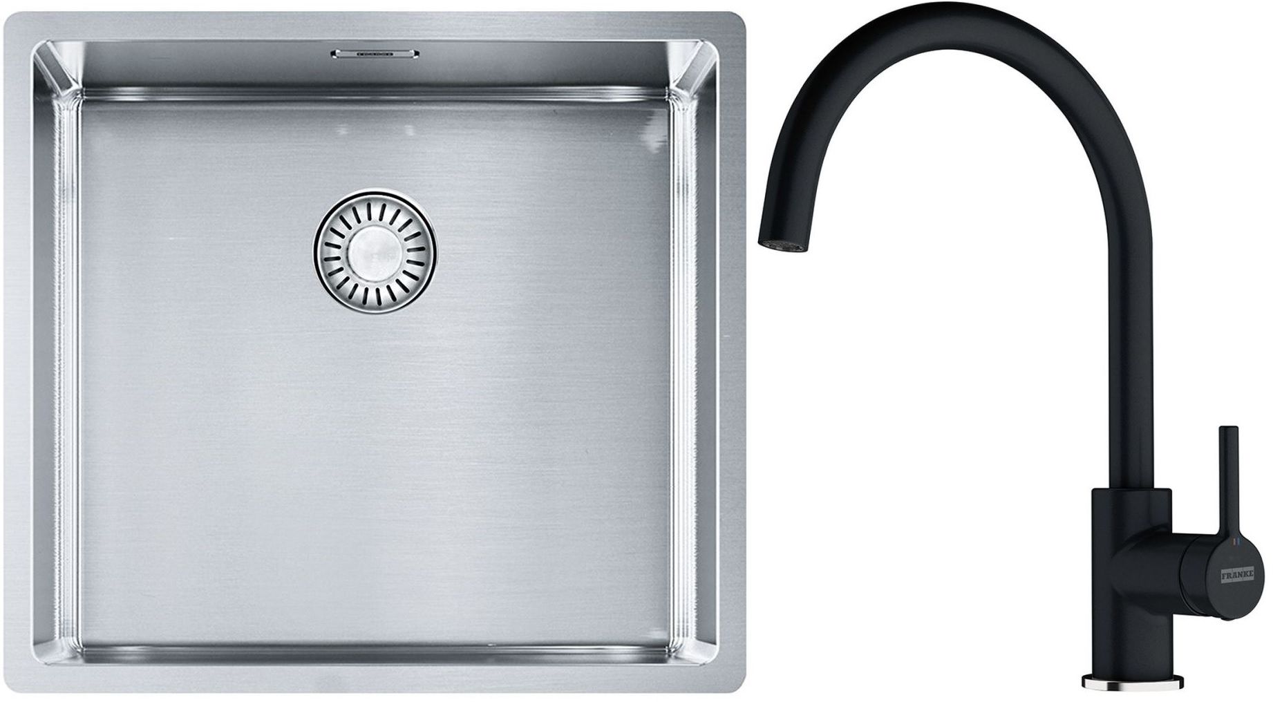 Sada ocelový dřez Franke Box 127.0395.014, kuchyňská baterie Franke Lina 115.0626.020