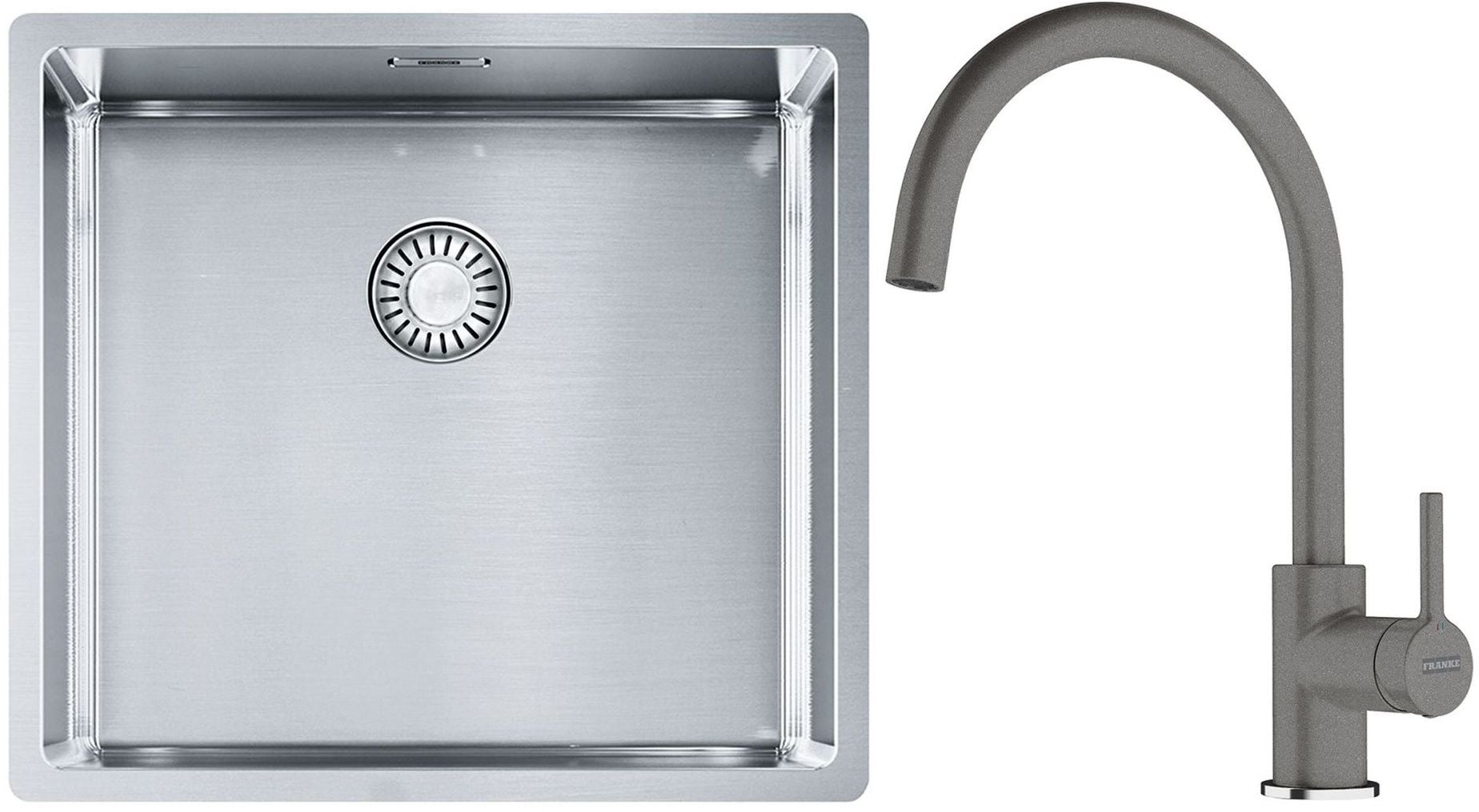 Sada ocelový dřez Franke Box 127.0395.014, kuchyňská baterie Franke Lina 115.0626.022