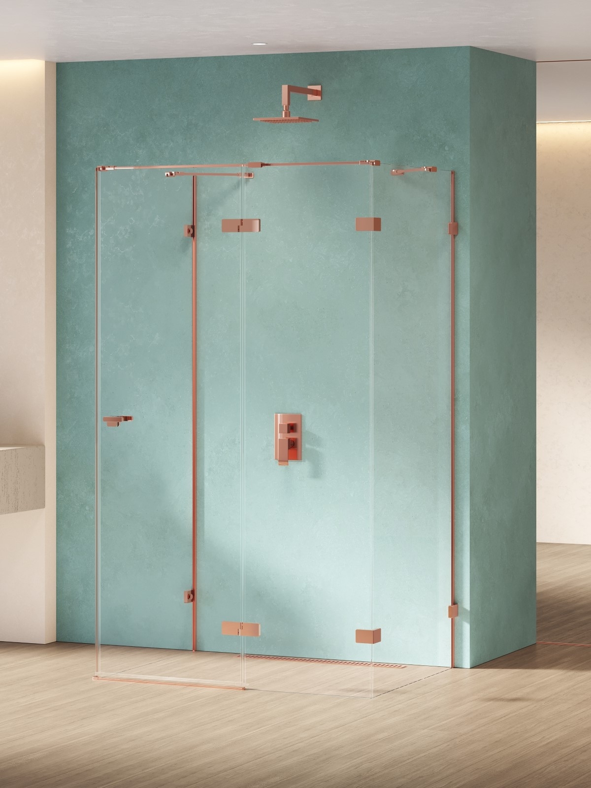 New Trendy Eventa Copper Shine sprchový kout 90x80 cm obdélníkový měděná lesk/průhledné sklo EXK-6476