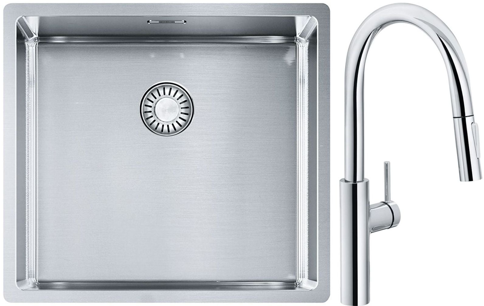 Sada kuchyňská baterie Franke Pescara L Slide-In 115.0538.940, ocelový dřez Franke Box 127.0395.014